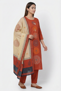 Rust Orange Handblock Print Kurta Pant Dupatta Set | 3PC Ethnic Wear
