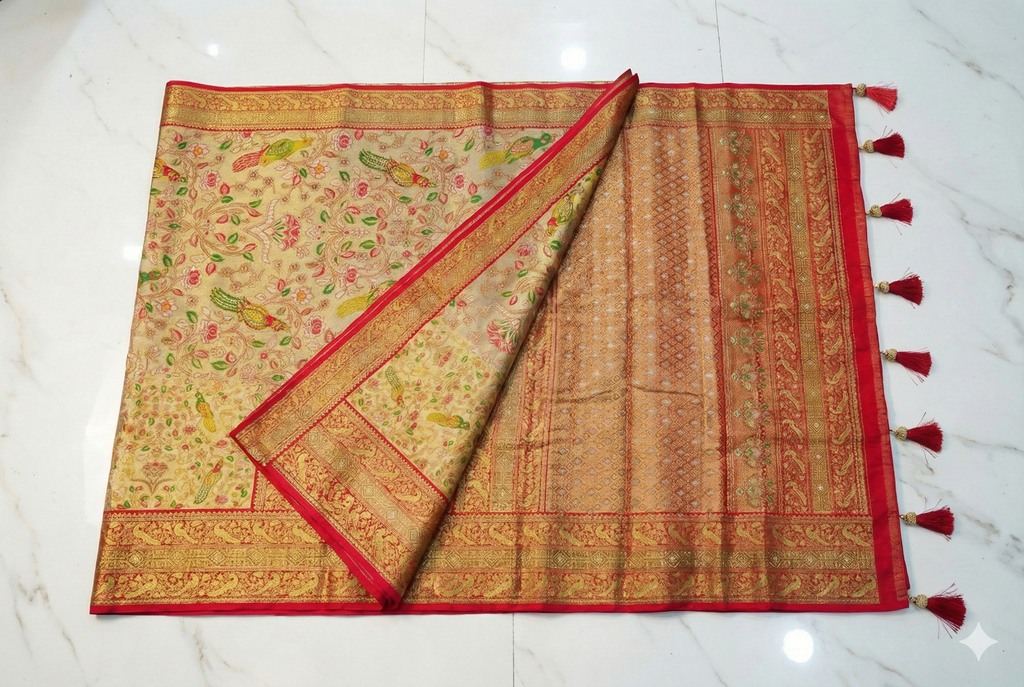 Silk Figure Glove Stone Work Saree