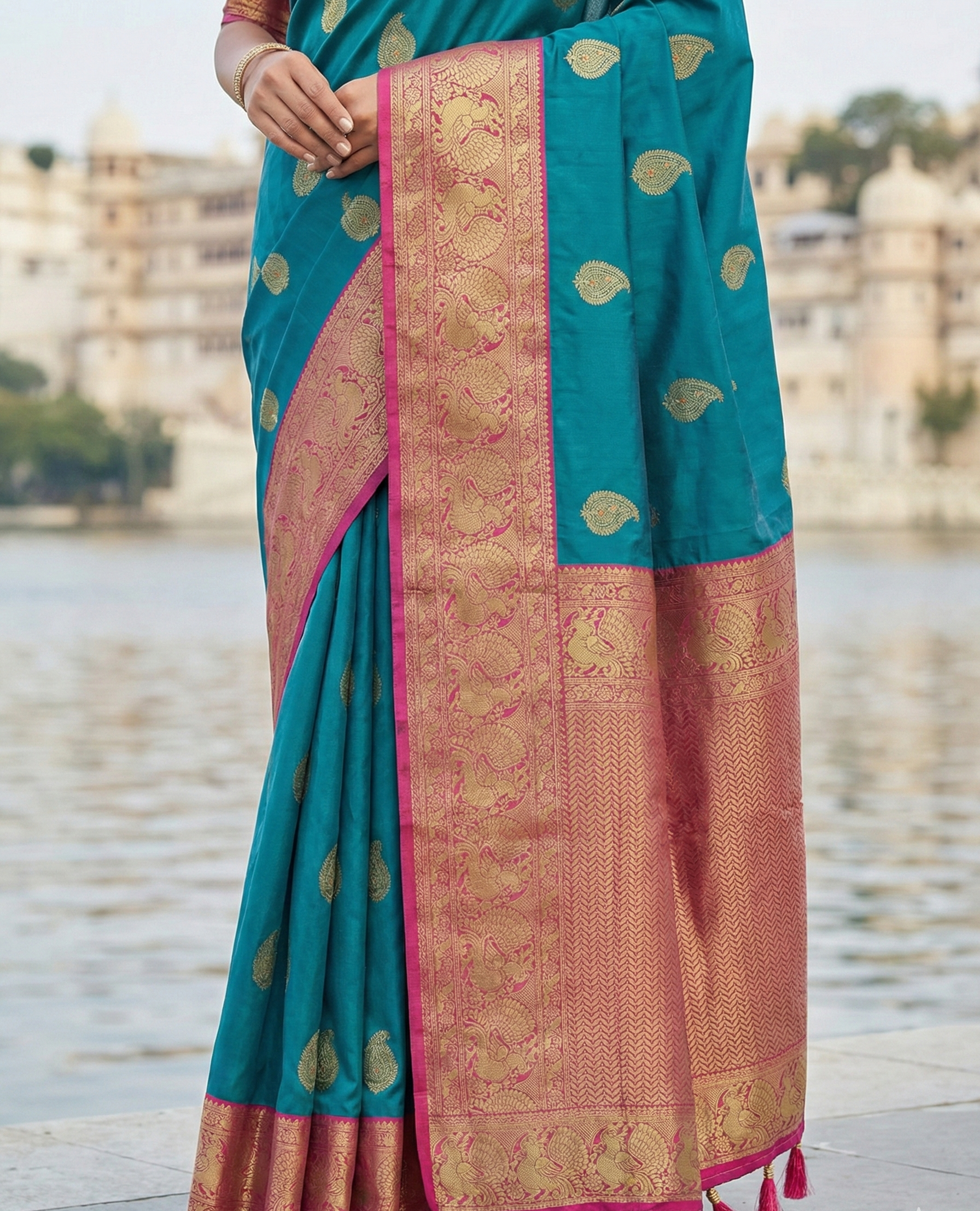 Omi Silk Printed Pallu Gala Design Saree