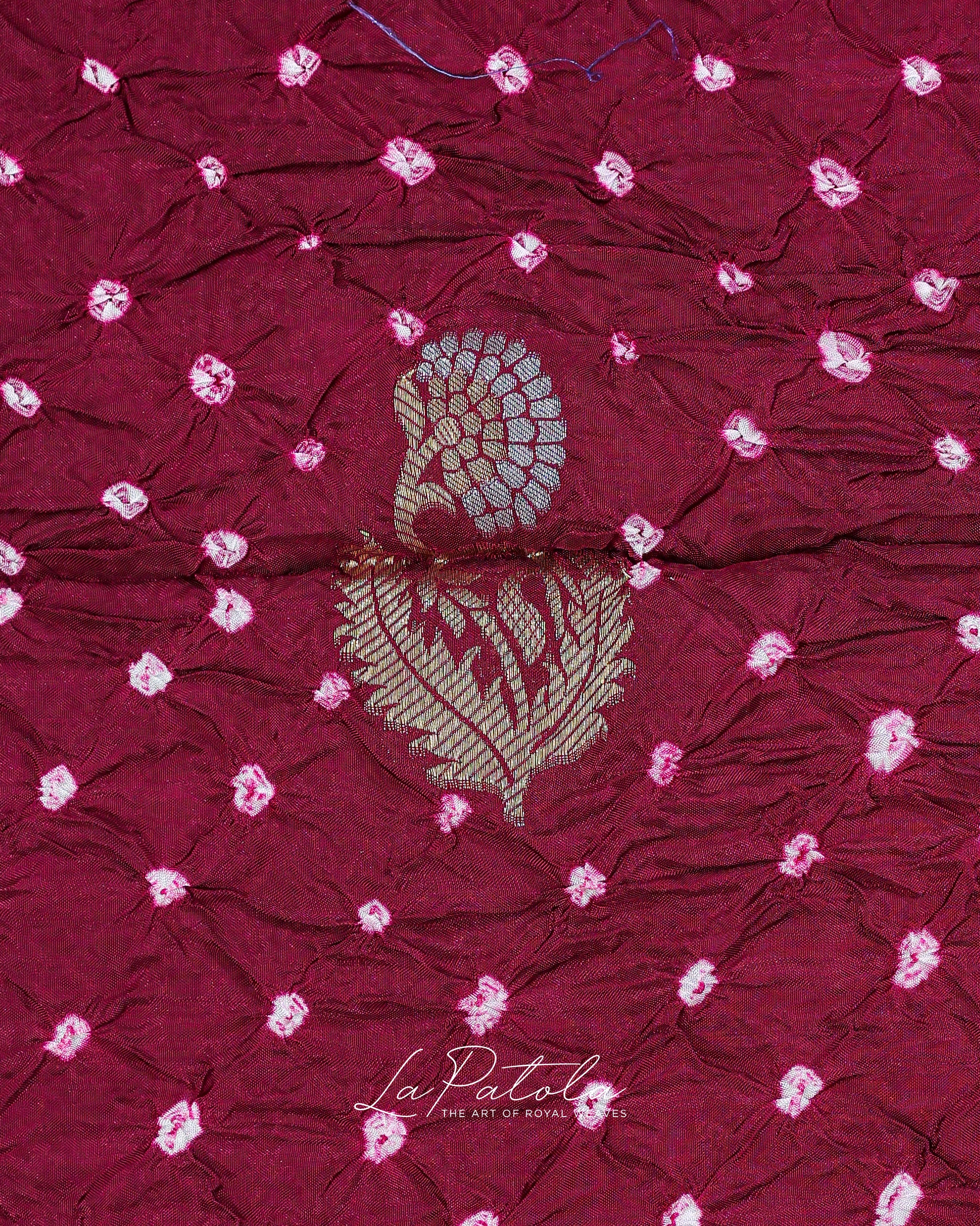Wine Paisley Pallu Bandhej Saree