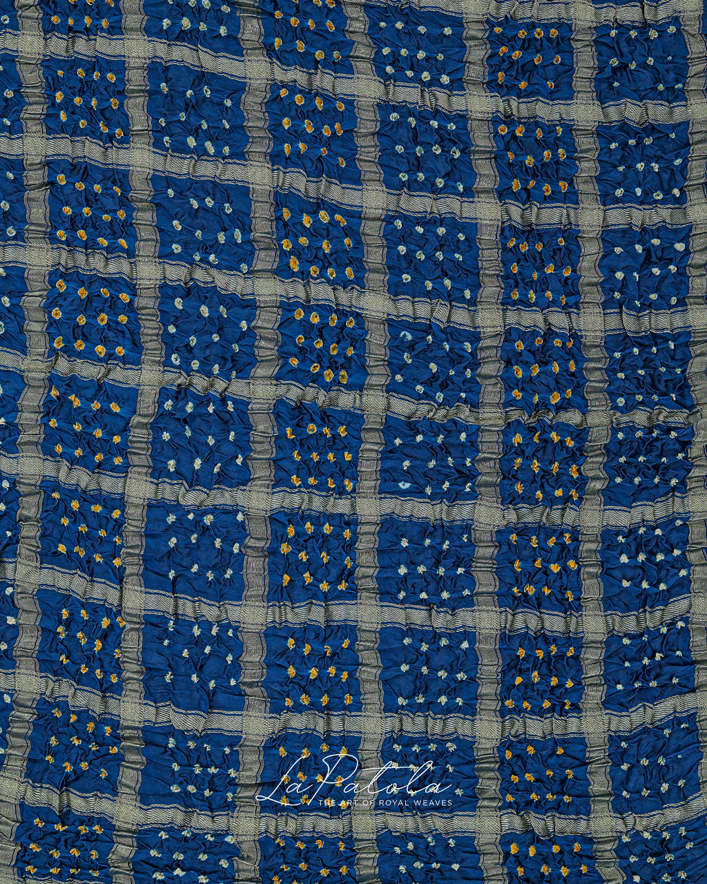 Indigo Gharchola Check Bandhej Saree