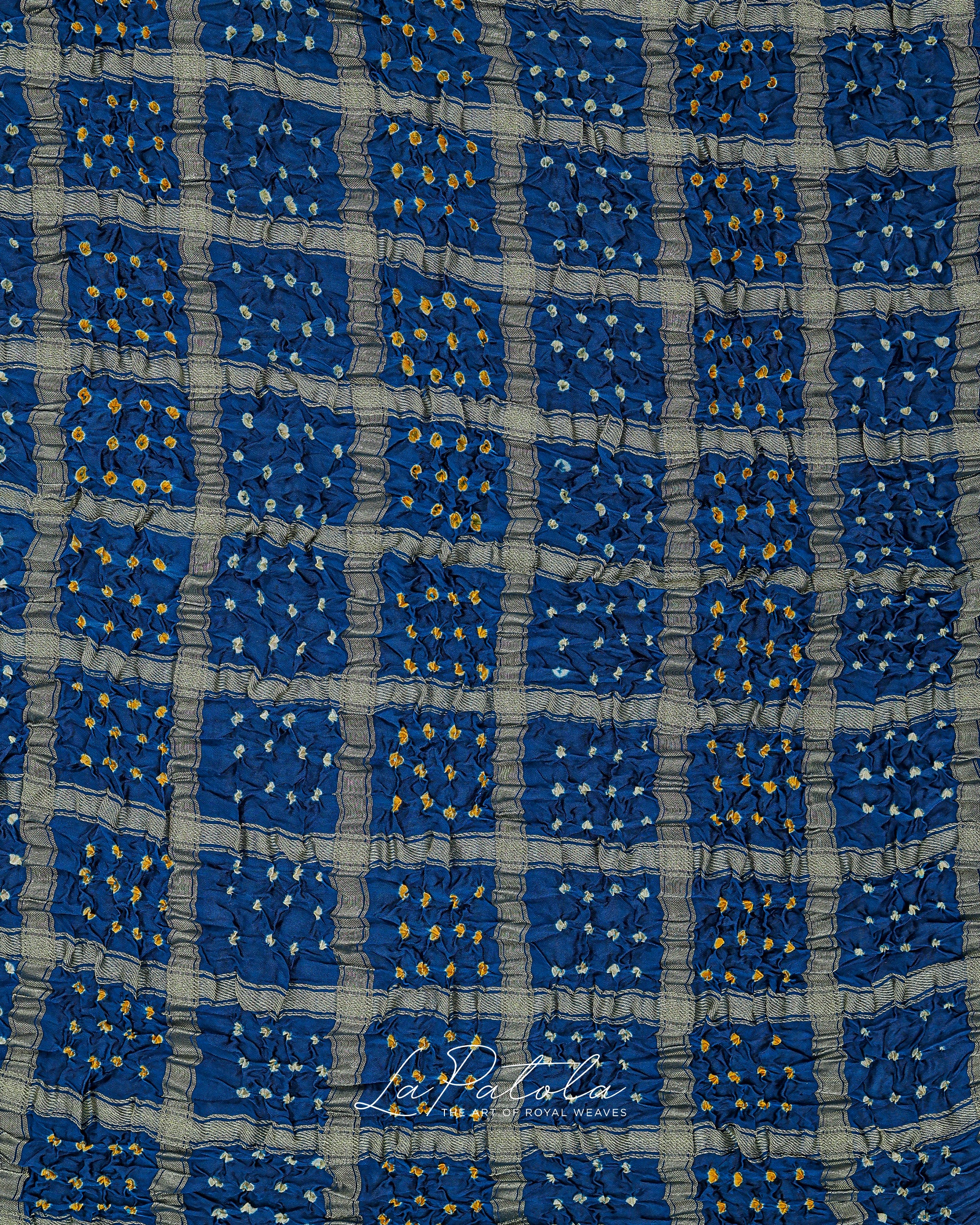Indigo Gharchola Check Bandhej Saree