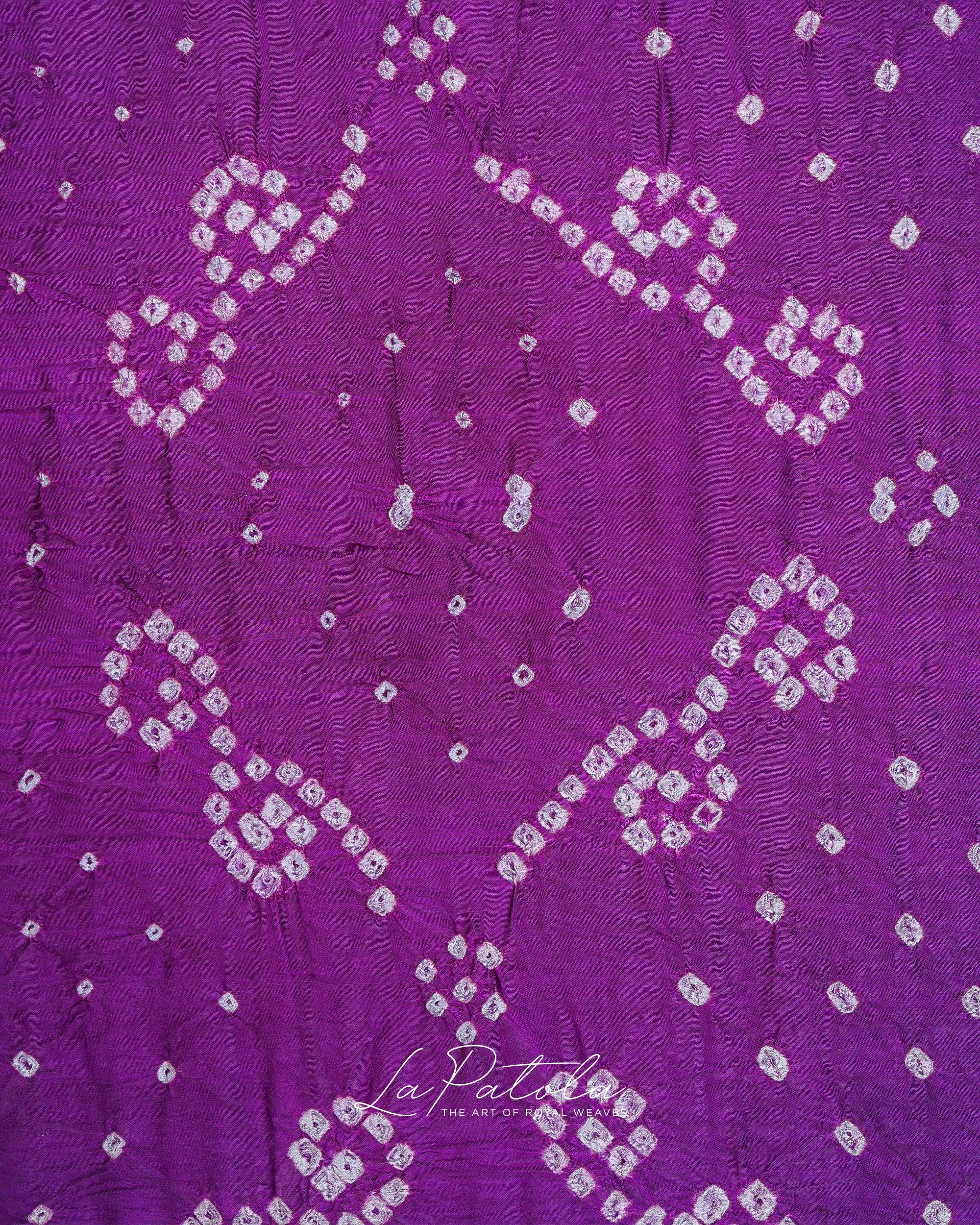 Purple Paisley Dot Bandhej Saree