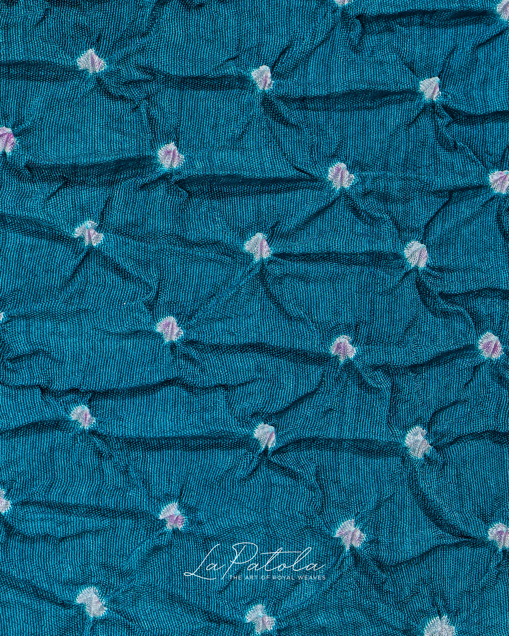 Teal Micro Dot Bandhej Saree