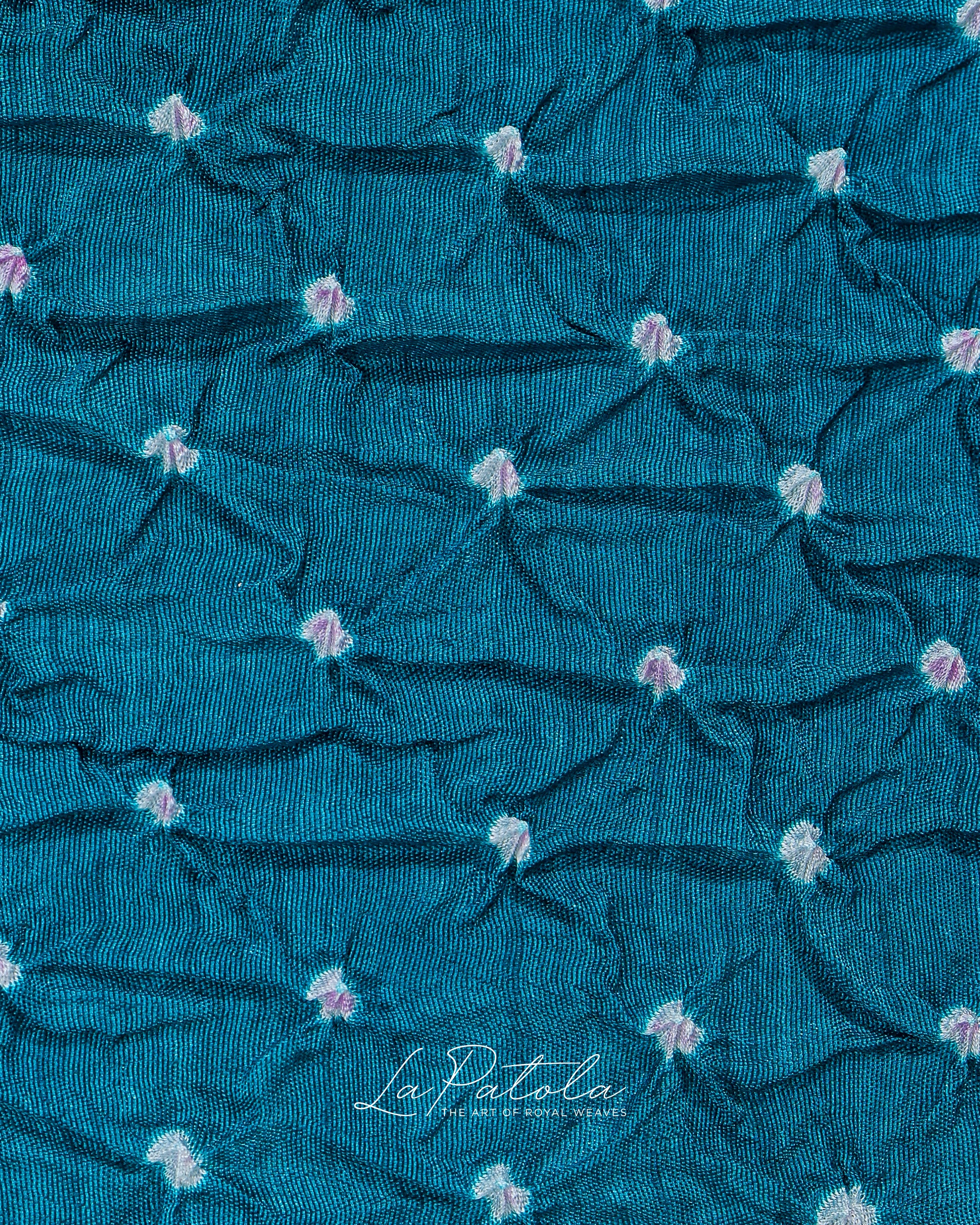 Teal Micro Dot Bandhej Saree