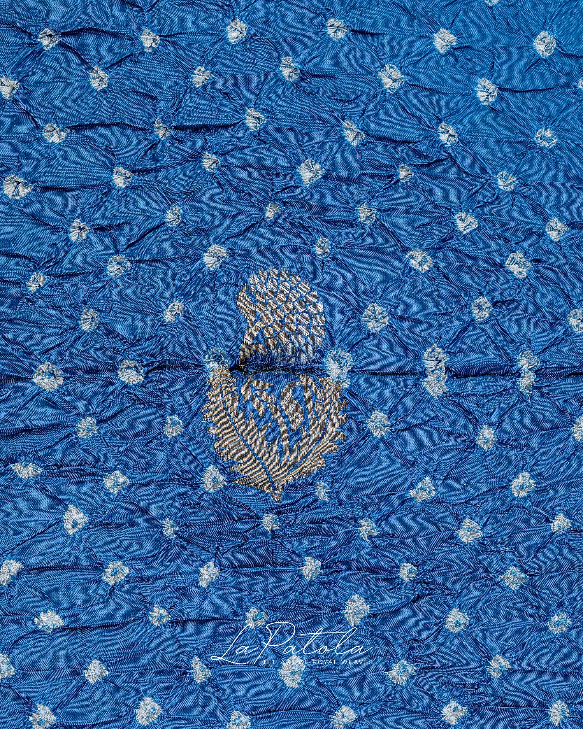 Sky Blue Paisley Pallu Bandhej Saree