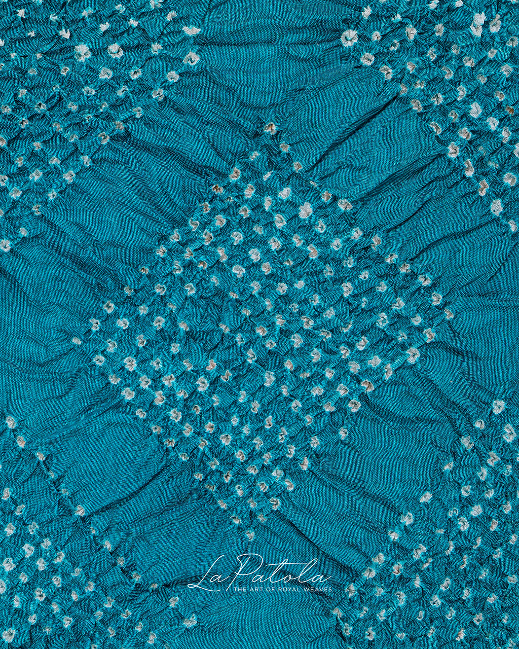Teal Zigzag Leheriya Bandhej Saree