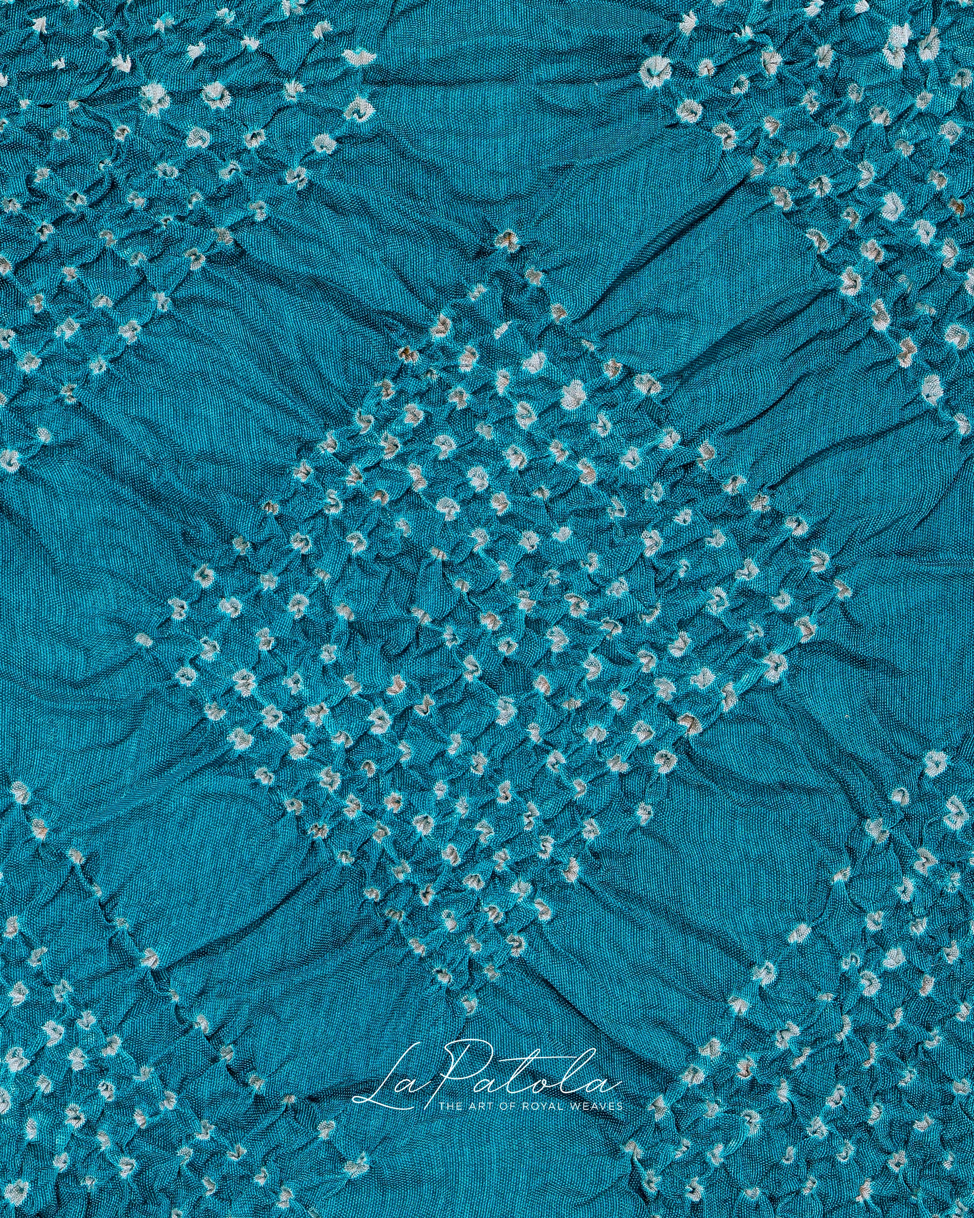 Teal Zigzag Leheriya Bandhej Saree