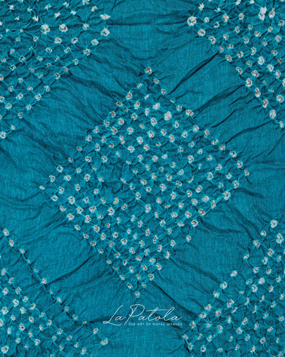 Teal Zigzag Leheriya Bandhej Saree