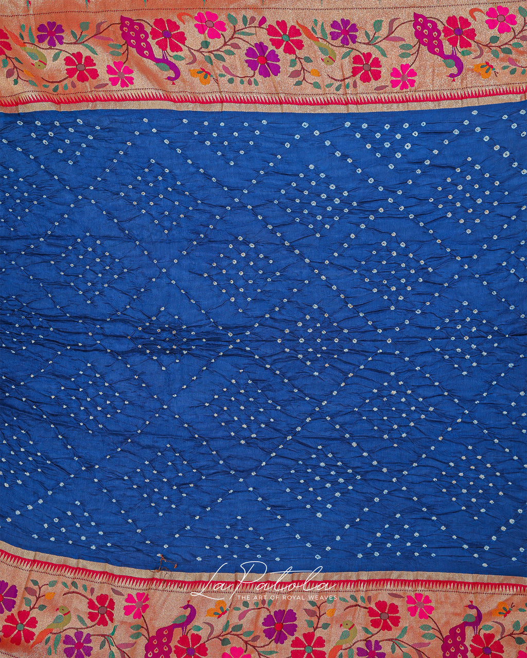 Royal Blue Floral Pallu Bandhej Saree