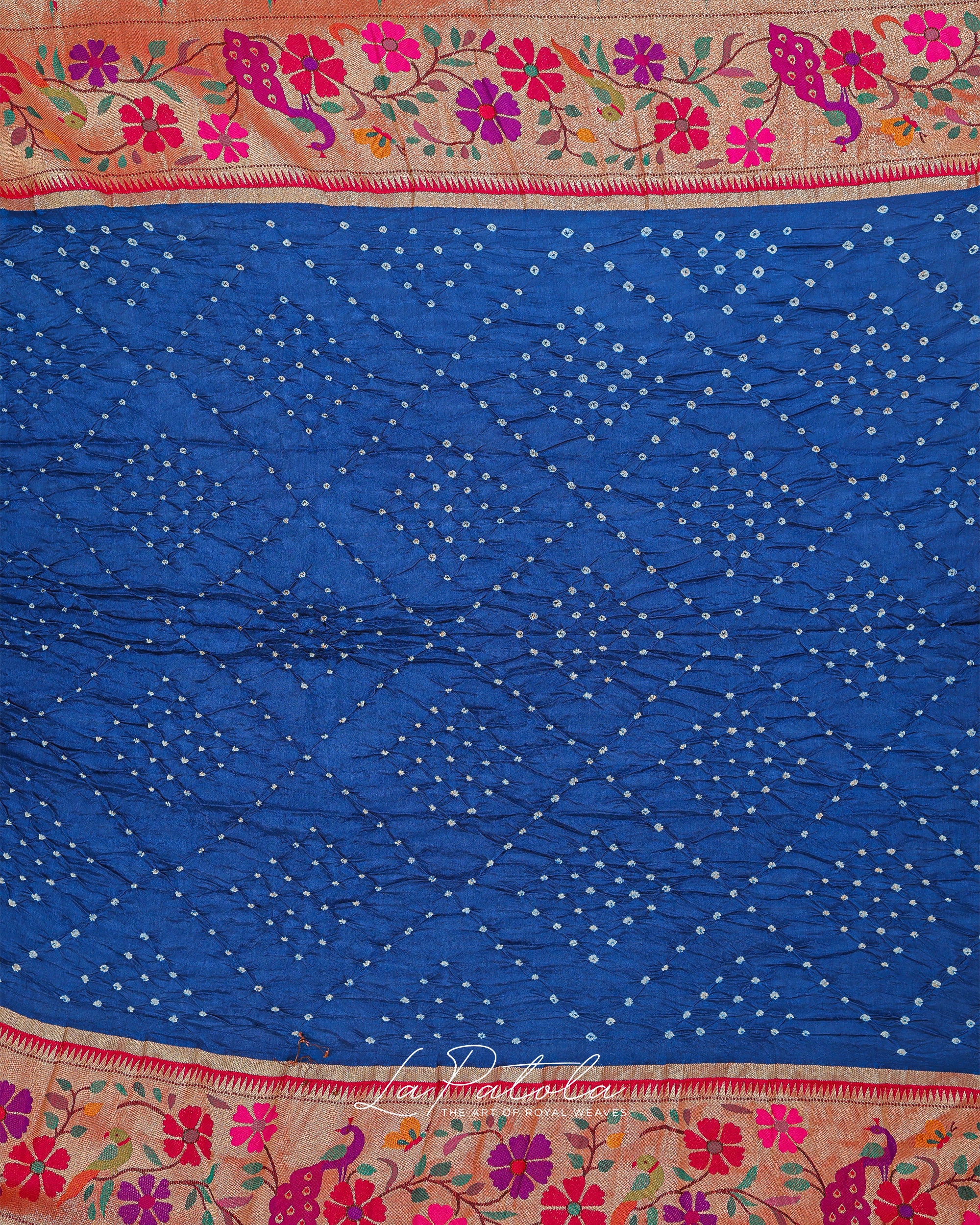 Royal Blue Floral Pallu Bandhej Saree