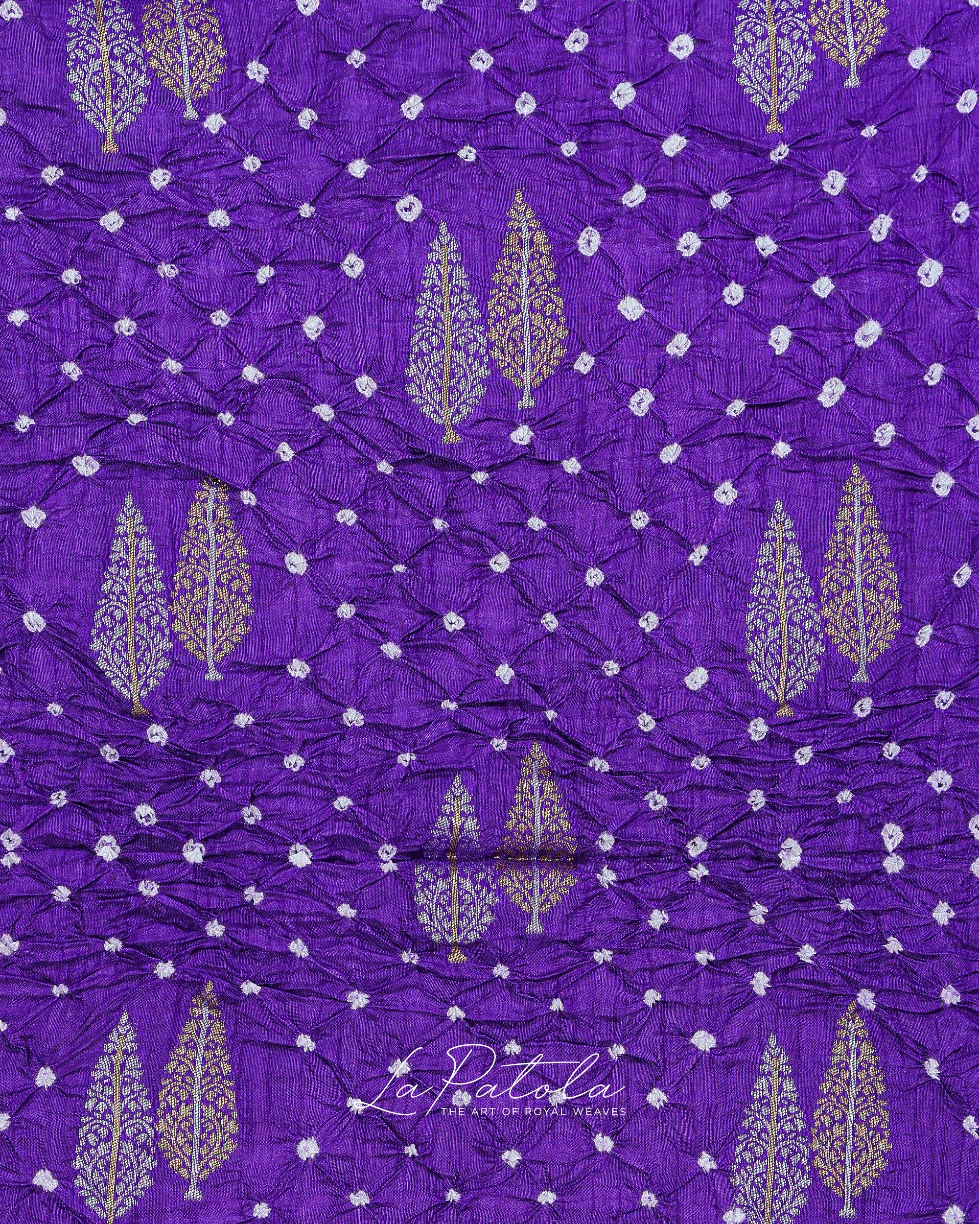 Violet Zari Buti Bandhej Saree