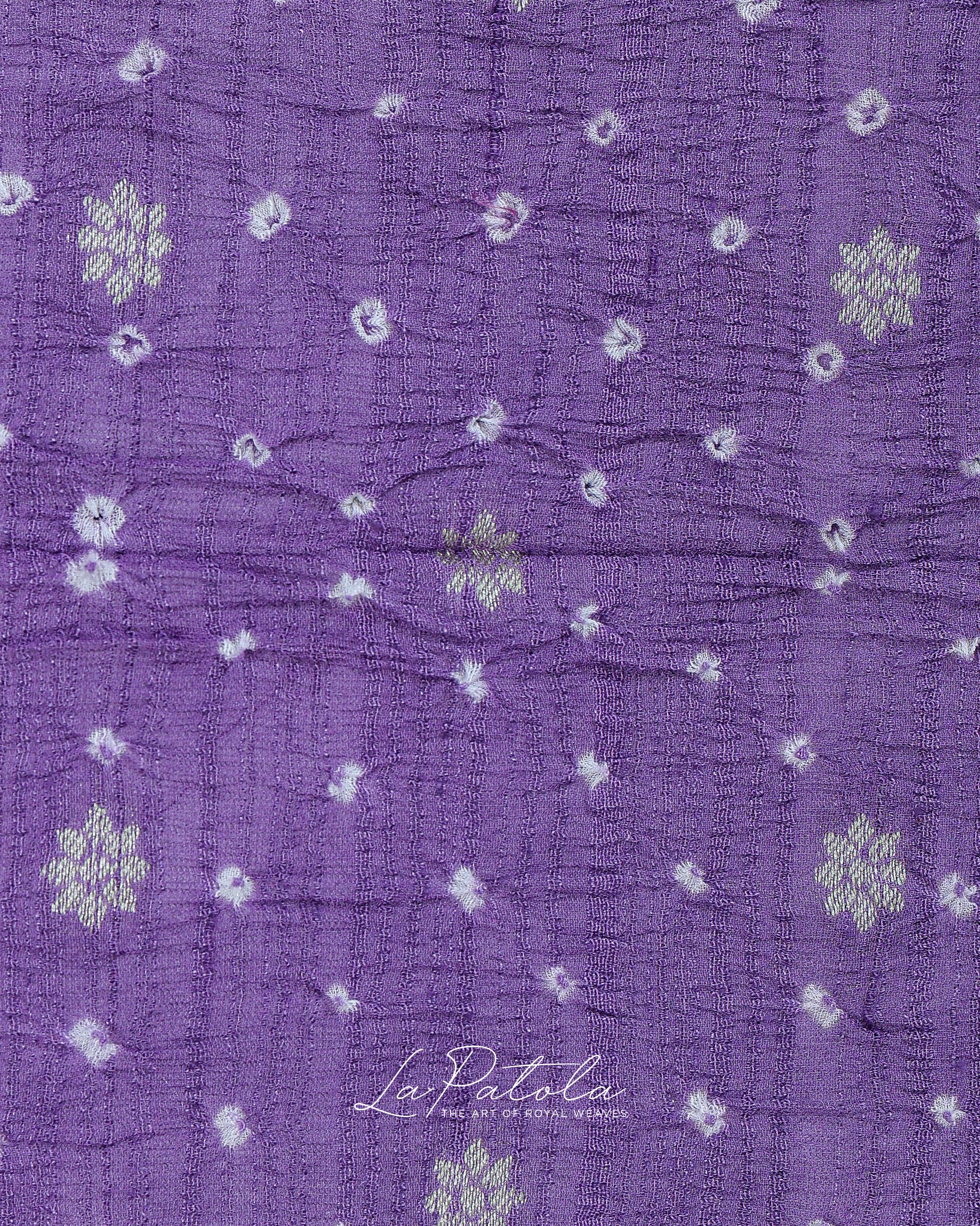 Lavender Jacquard Bandhej Saree