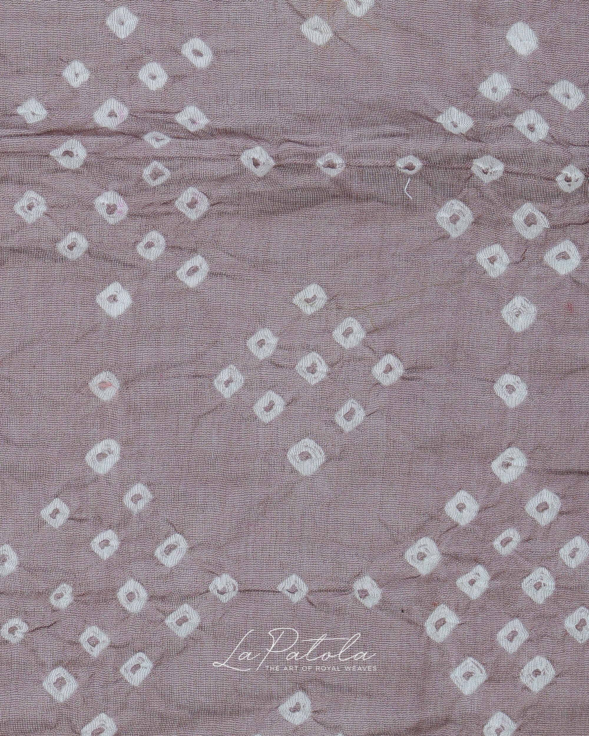 Pearl Grey Printed Pallu Bandhej Saree