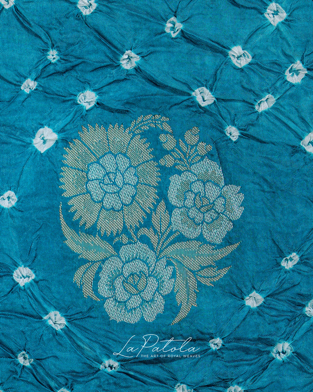 Aqua Floral Bandhej Saree