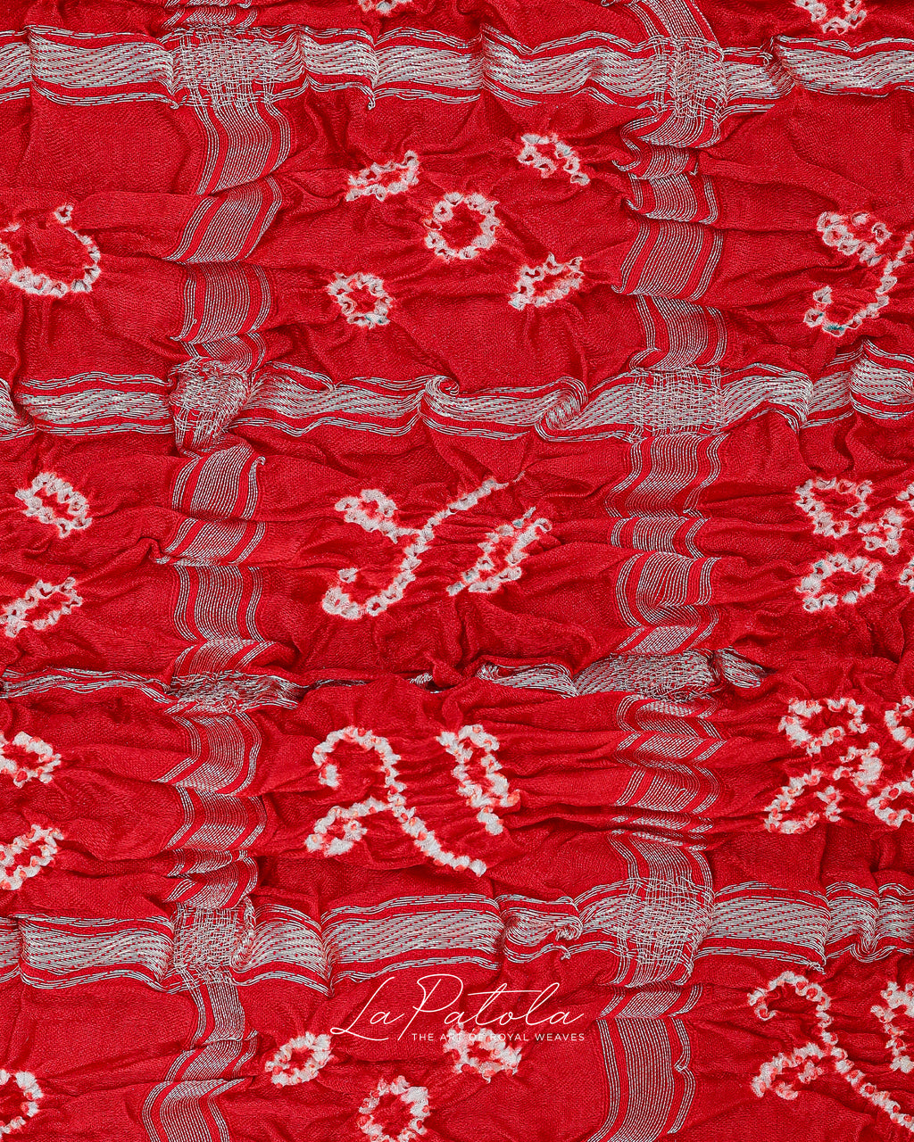 Red Leheriya Floral Bandhej Saree