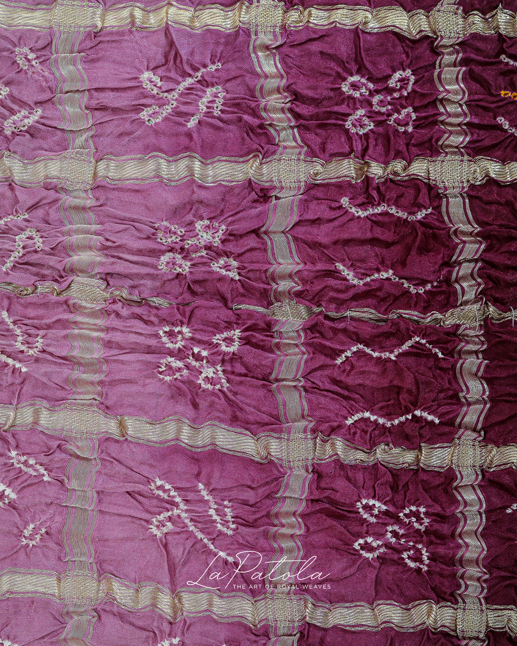 Plum Leheriya Floral Bandhej Saree