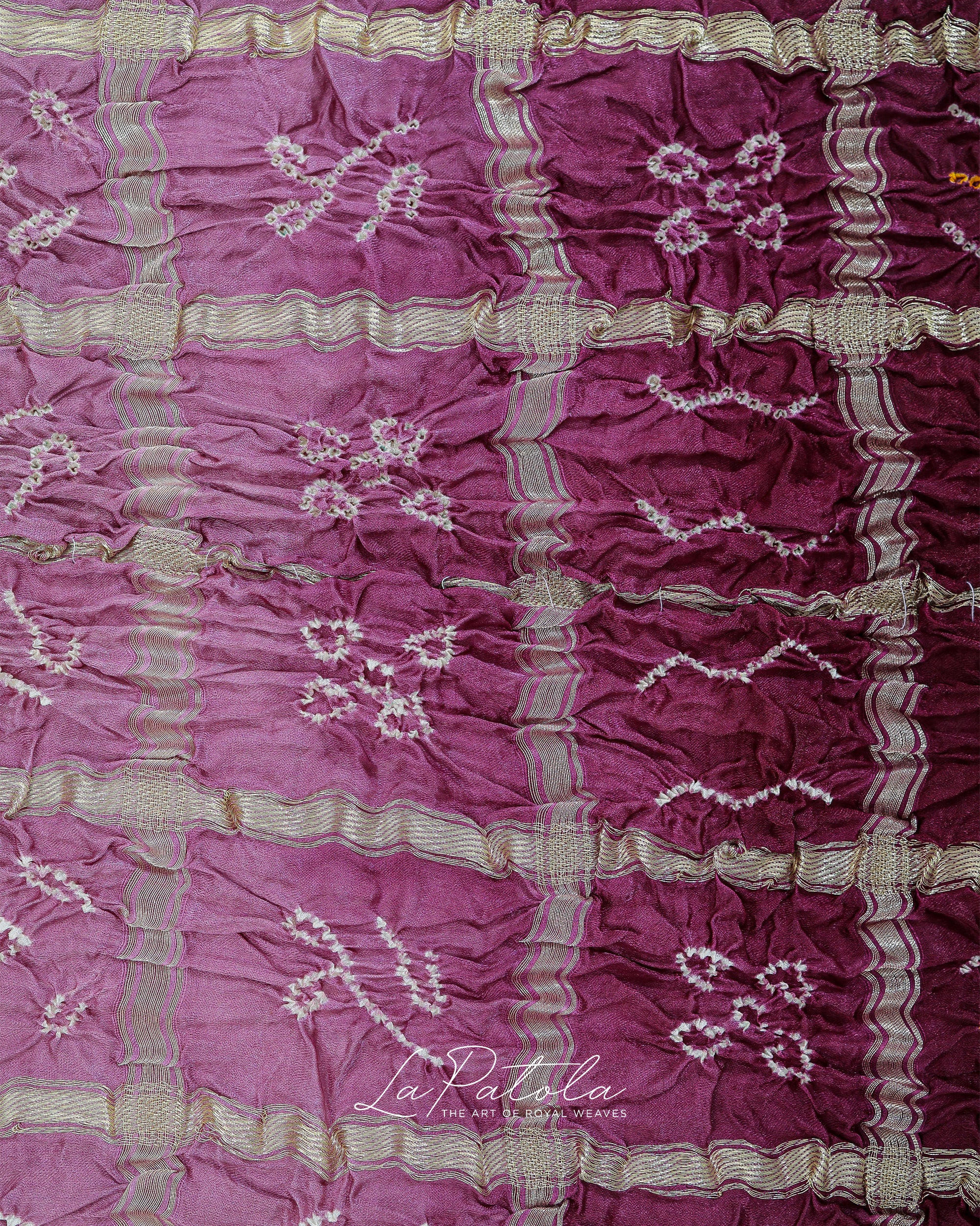 Plum Leheriya Floral Bandhej Saree