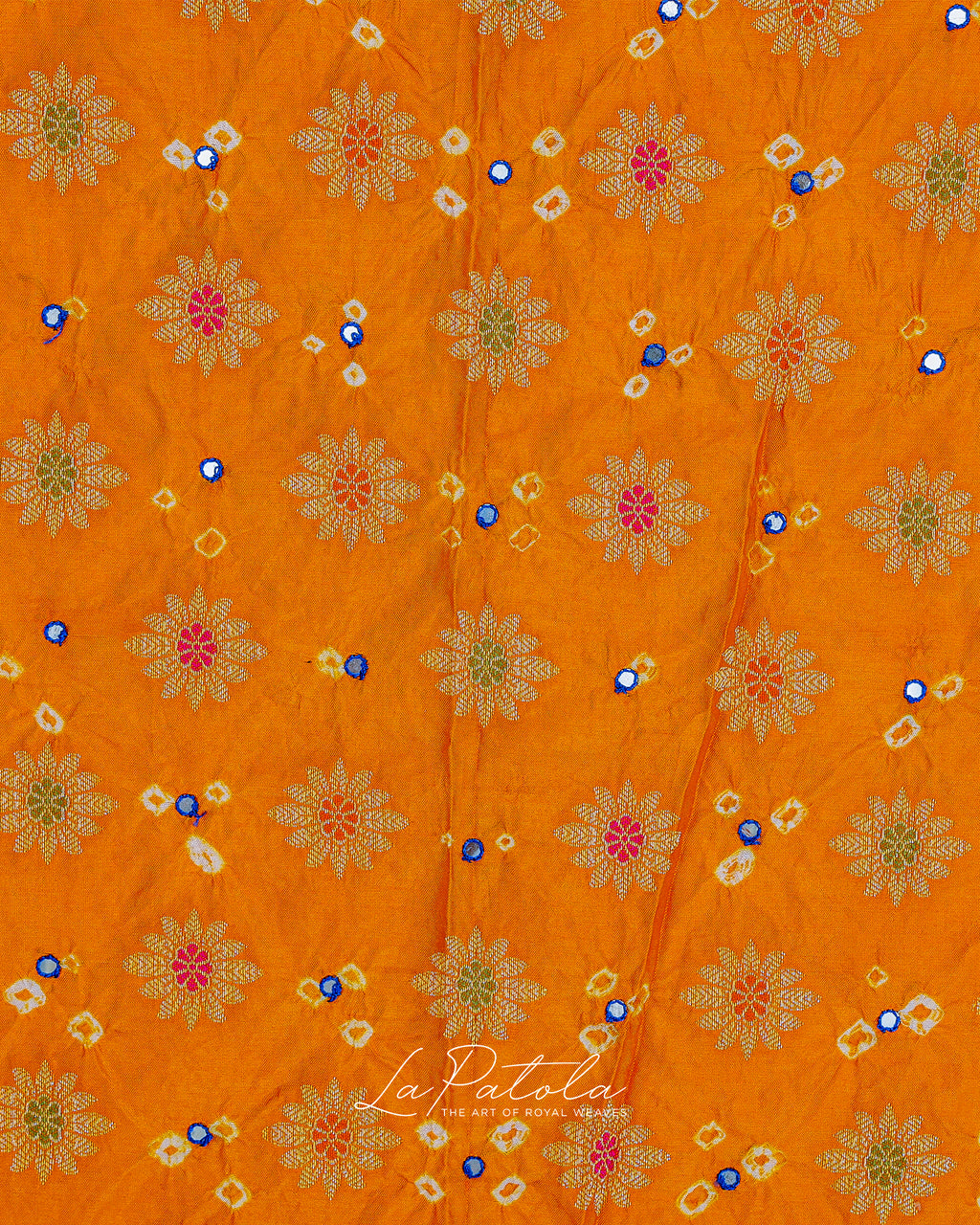 Saffron Floral Buti Bandhej Saree
