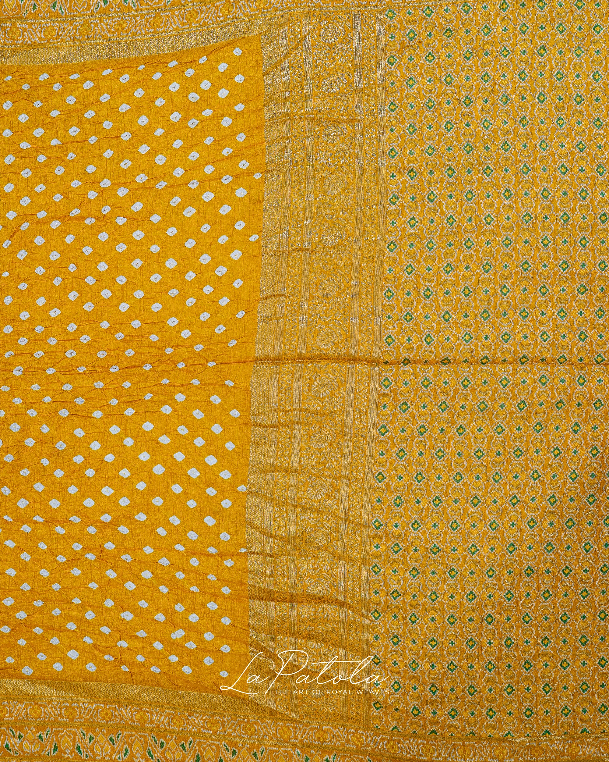 Mustard Micro Dot Bandhej Saree