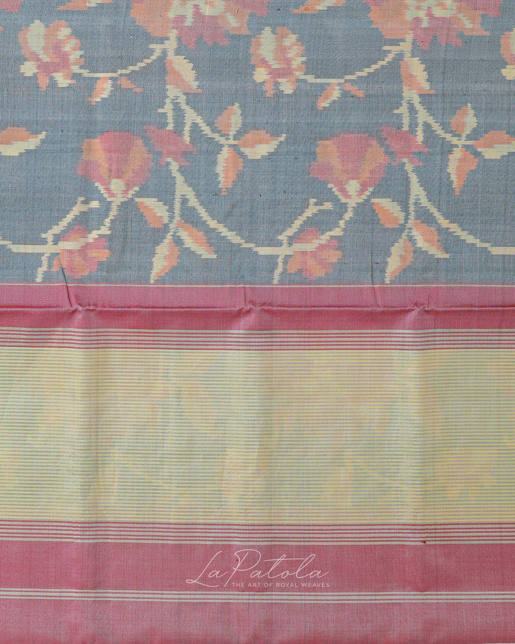 Powder Blue Floral Vine Patola Saree