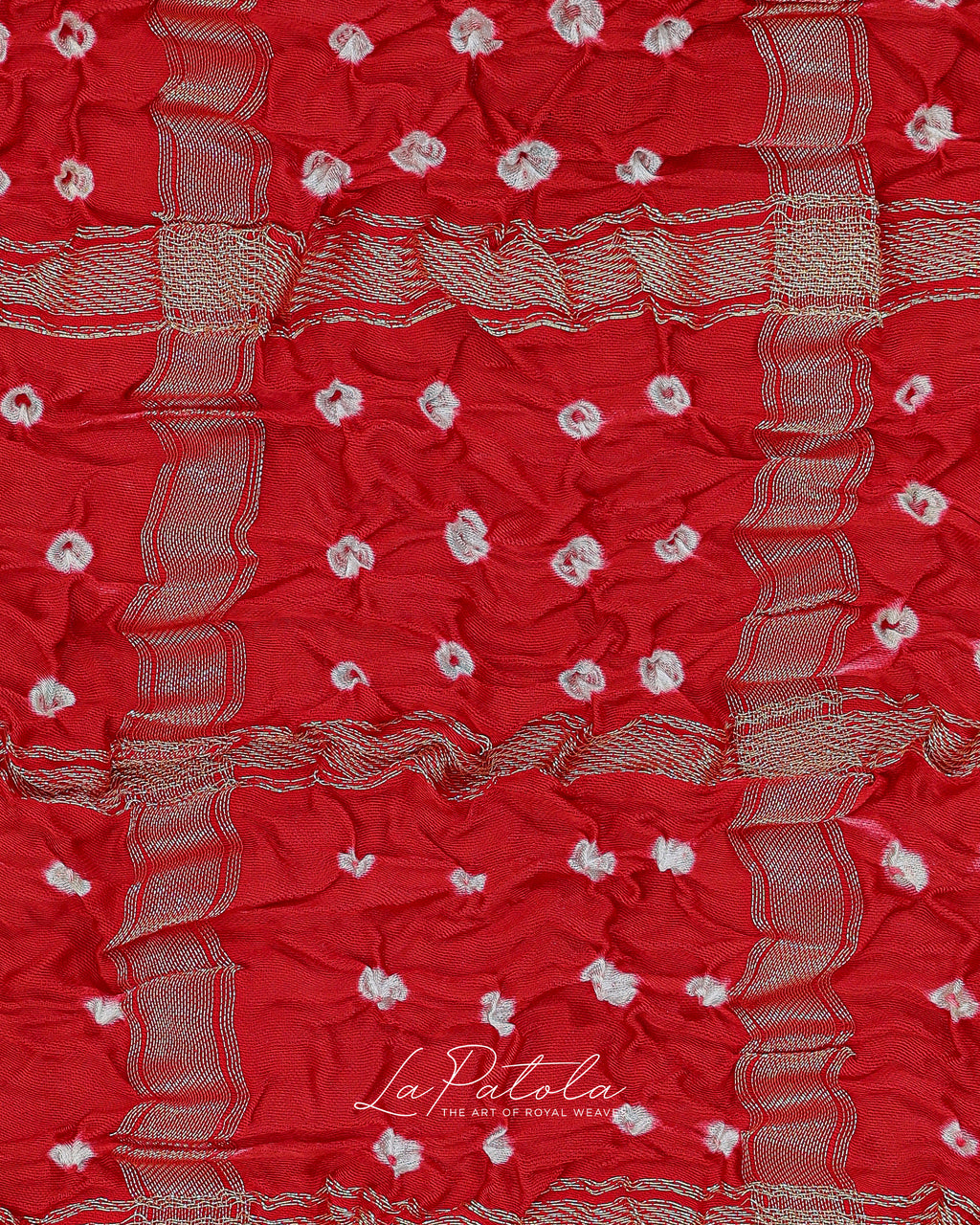 Red Check Bandhej Saree