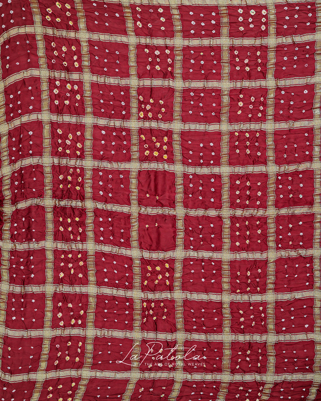 Maroon Gharchola Check Patola Saree