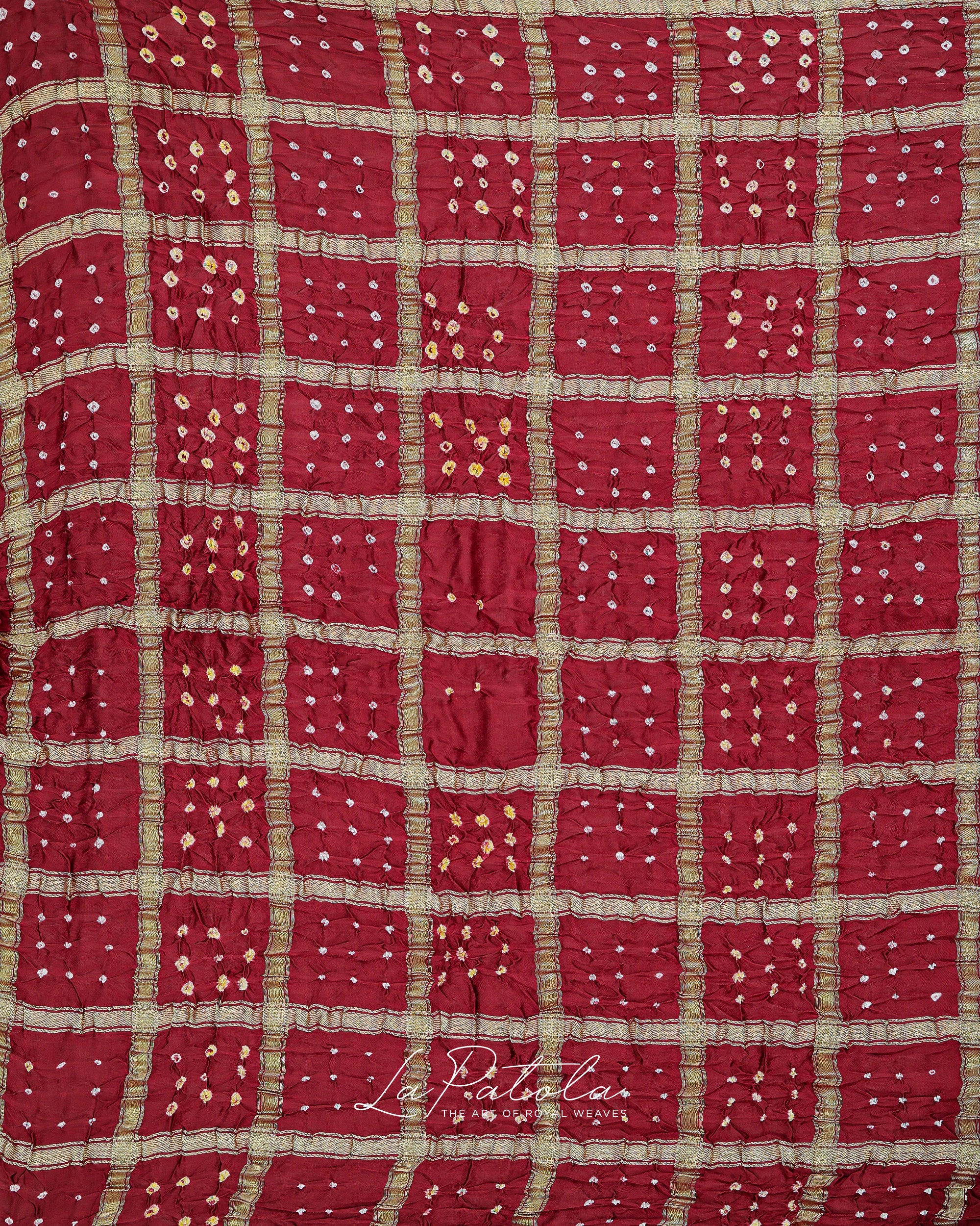 Maroon Gharchola Check Patola Saree