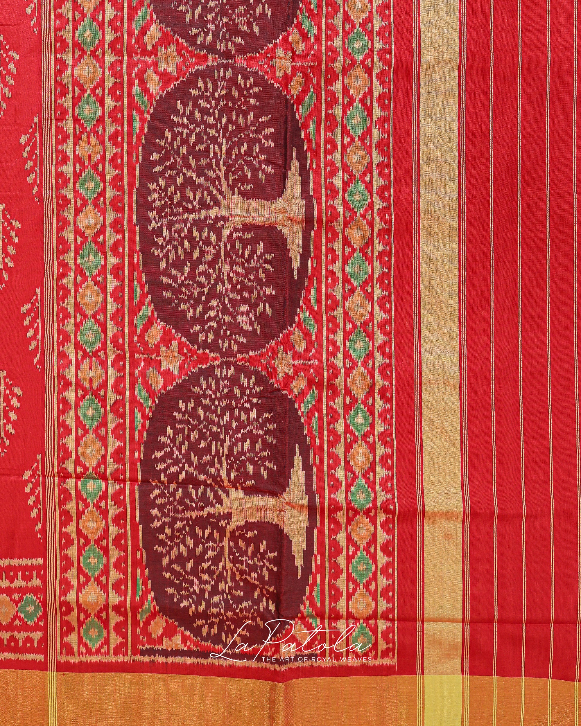 Vermilion Medallion Patola Saree