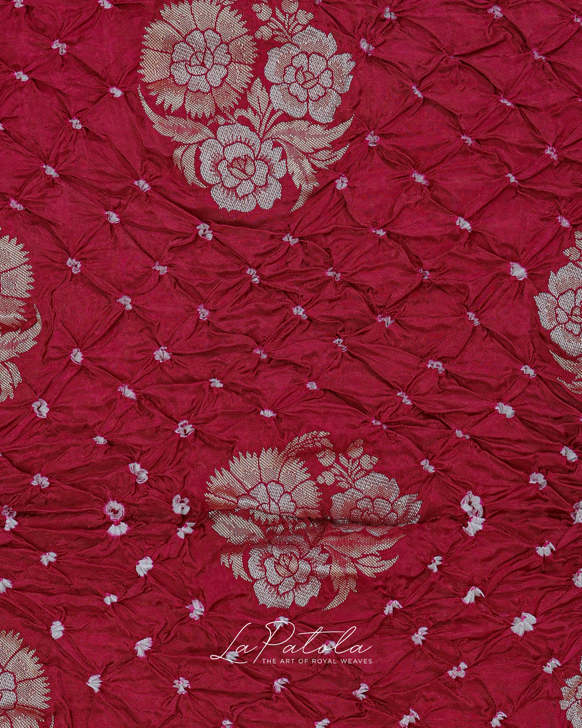 Rani Pink Floral Buti Bandhej Saree