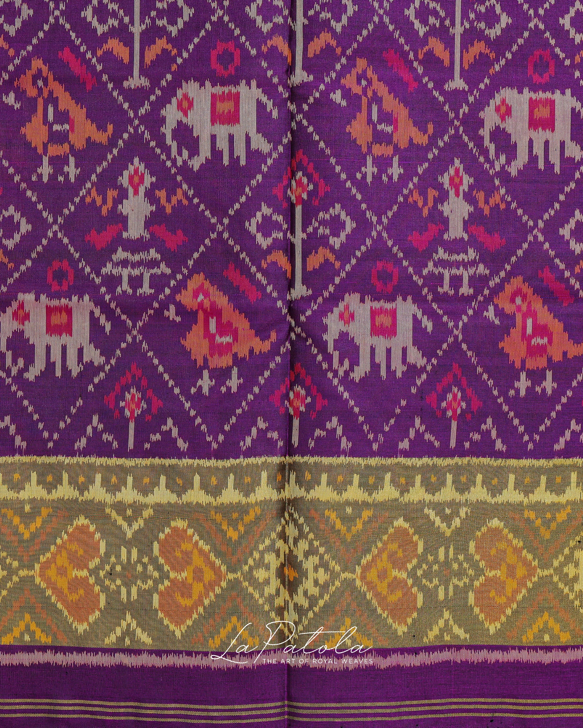 Royal Purple Elephant Motif Patola Saree
