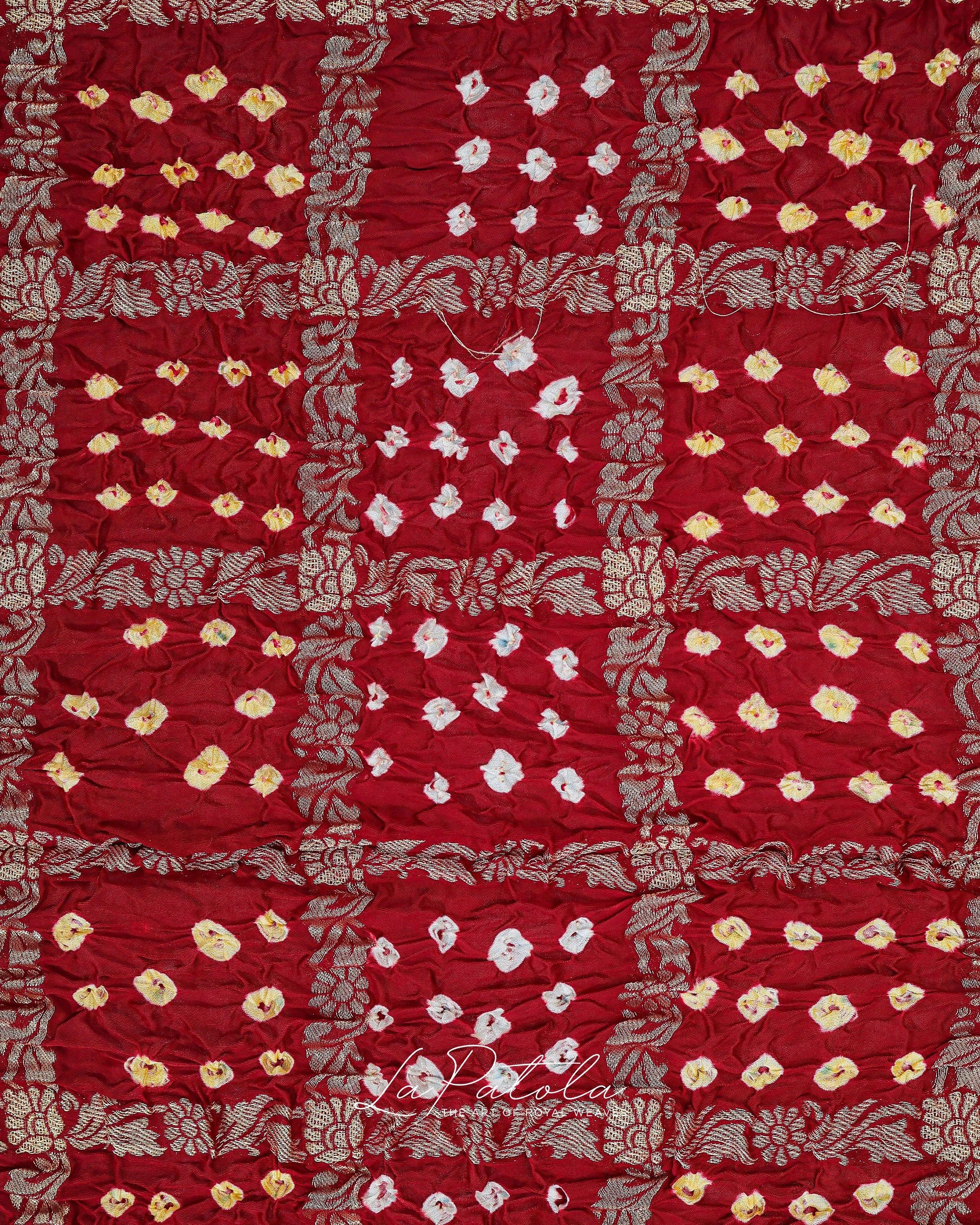 Brick Red Gharchola Bandhej Saree