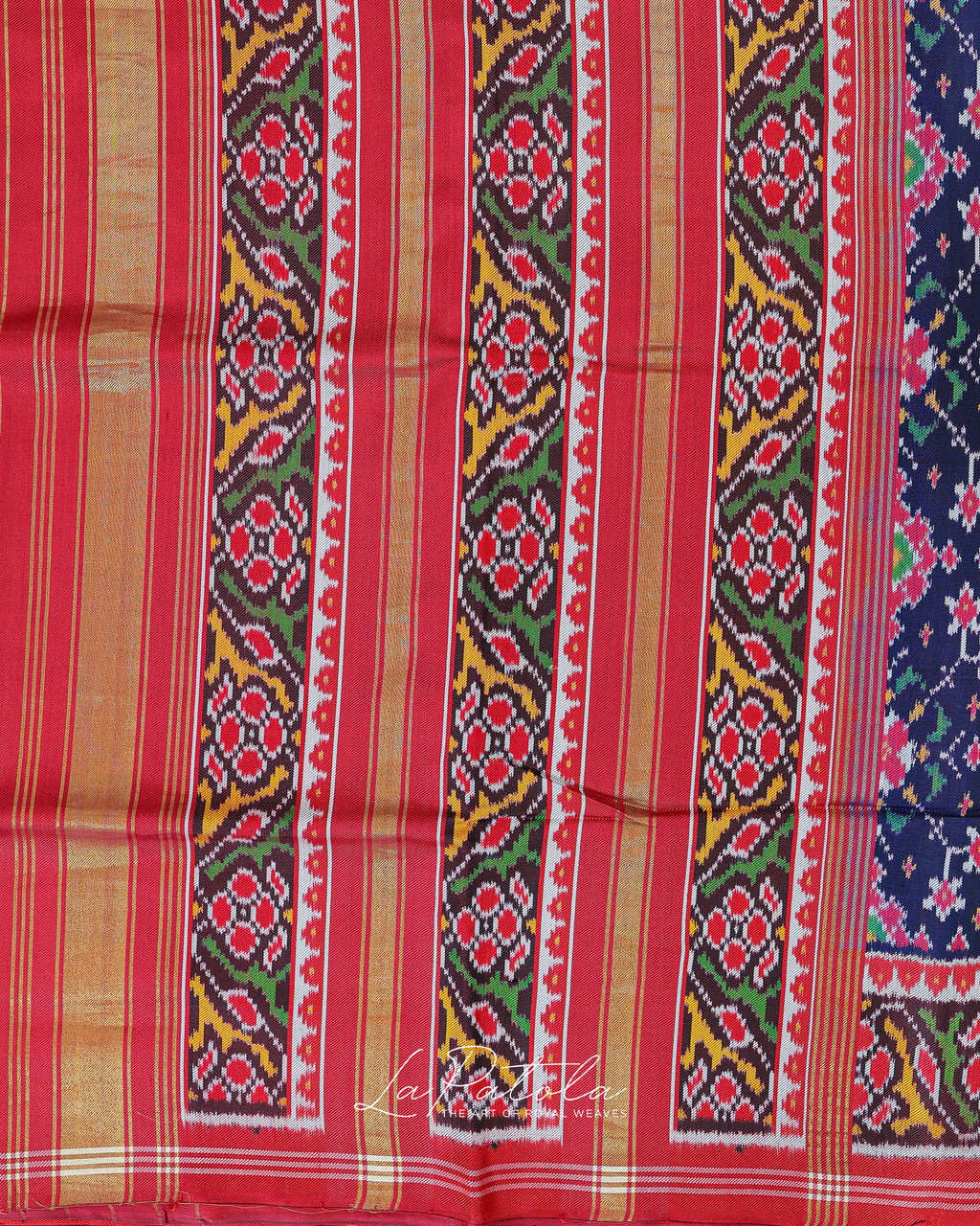 Coral Navratan Stripe Patola Saree