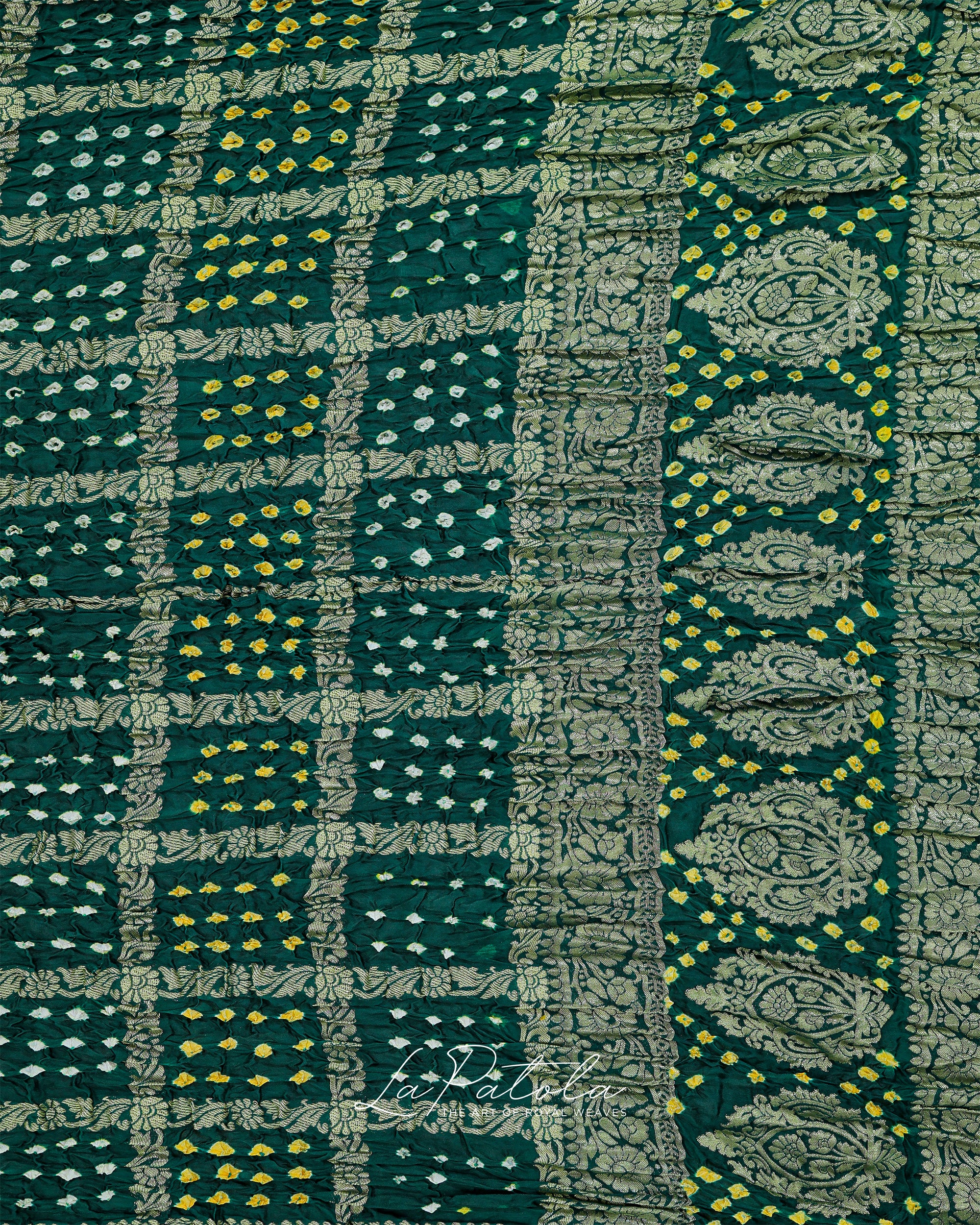Bottle Green Gharchola Bandhej Saree