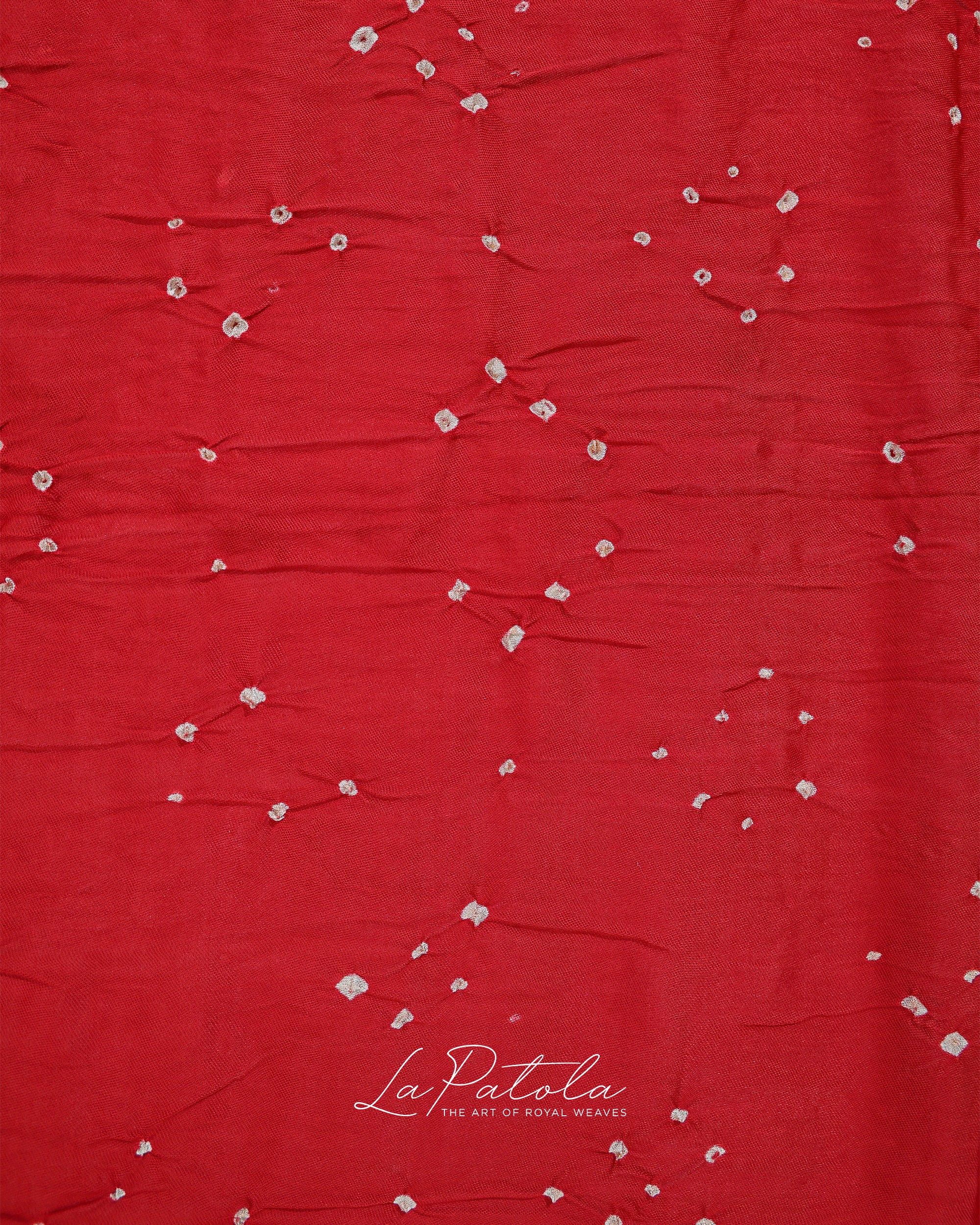 Bright Red Buti Bandhej Saree