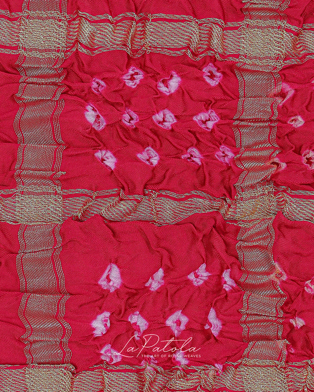 Rani Pink Check Bandhej Saree