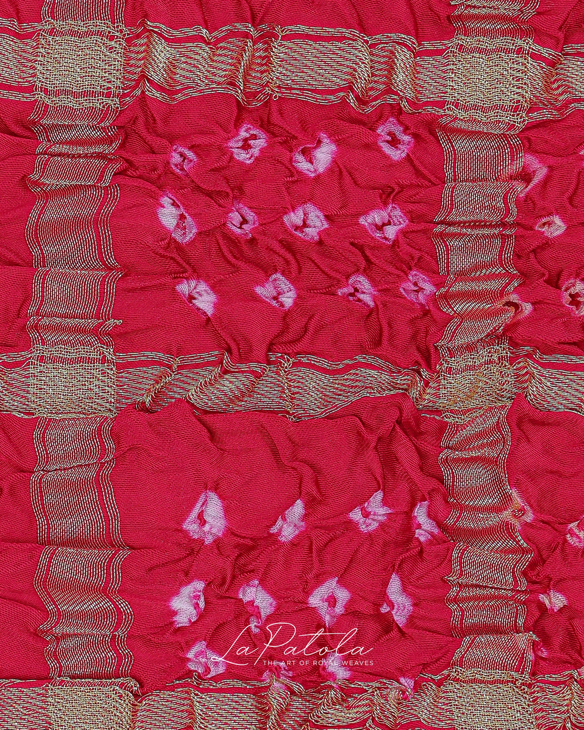 Rani Pink Check Bandhej Saree