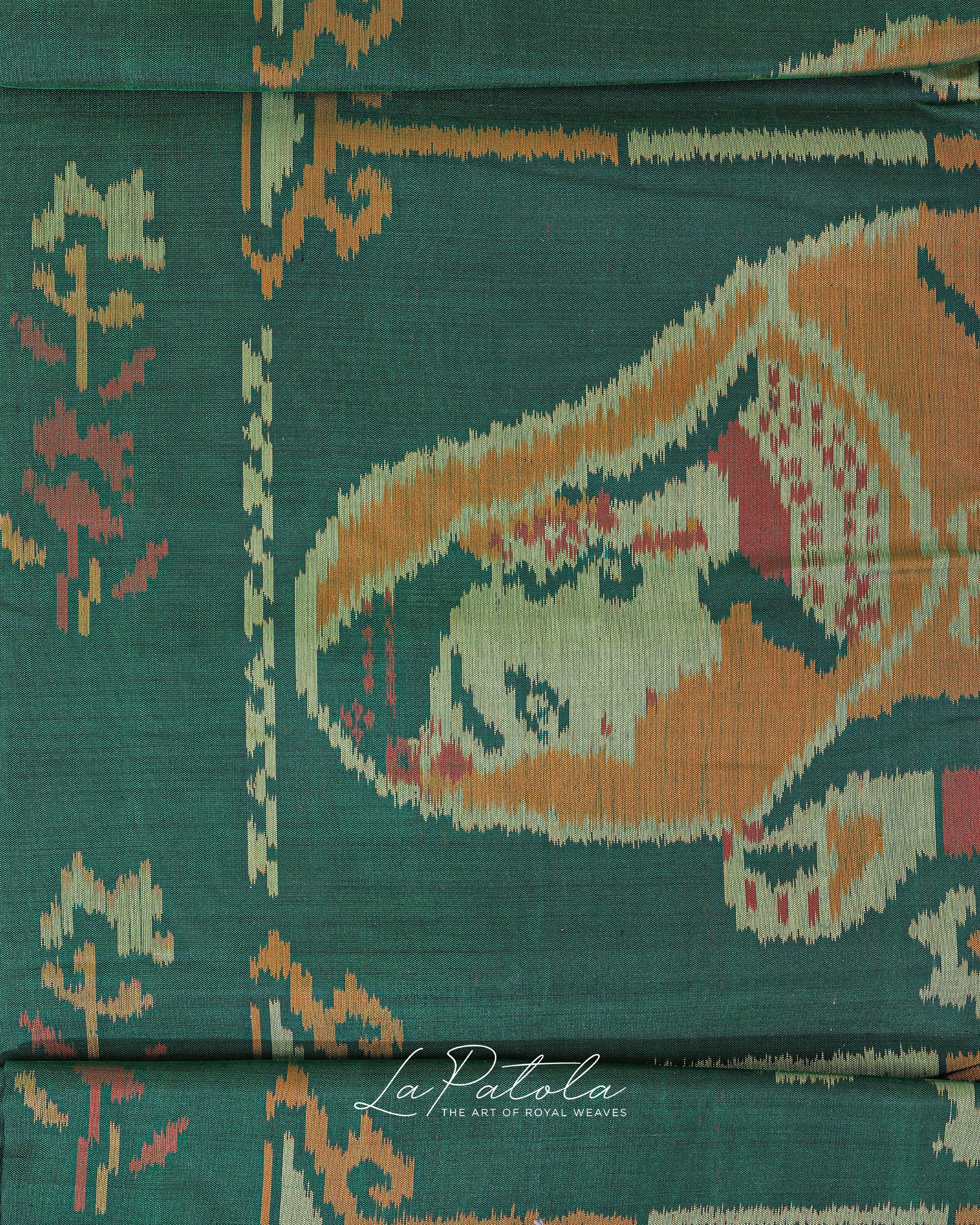 Deep Green Parrot Figure Patola Saree