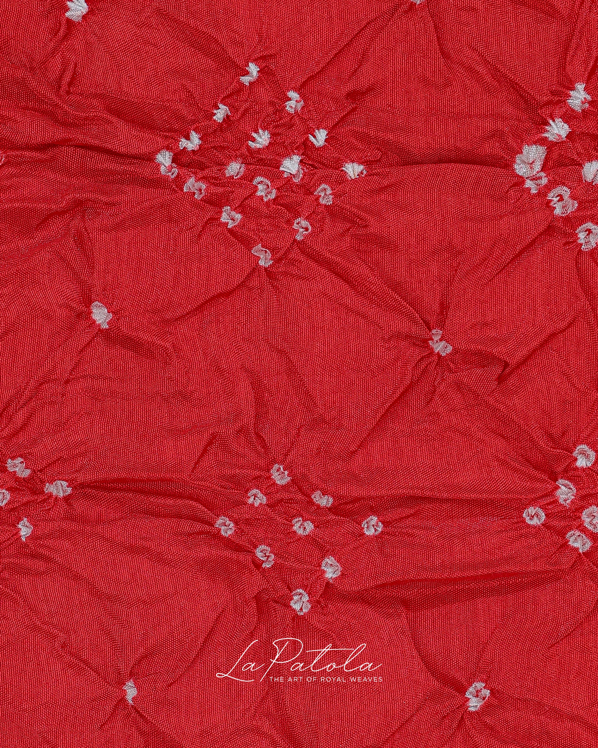 Crimson Floral Buti Bandhej Saree