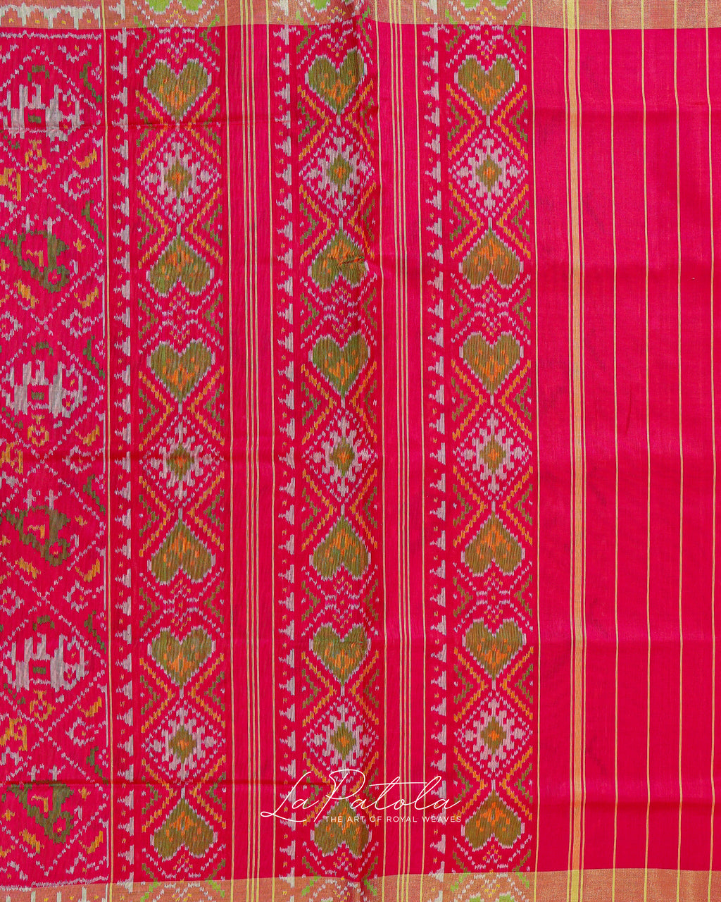 Rani Pink Navratan Panel Patola Saree