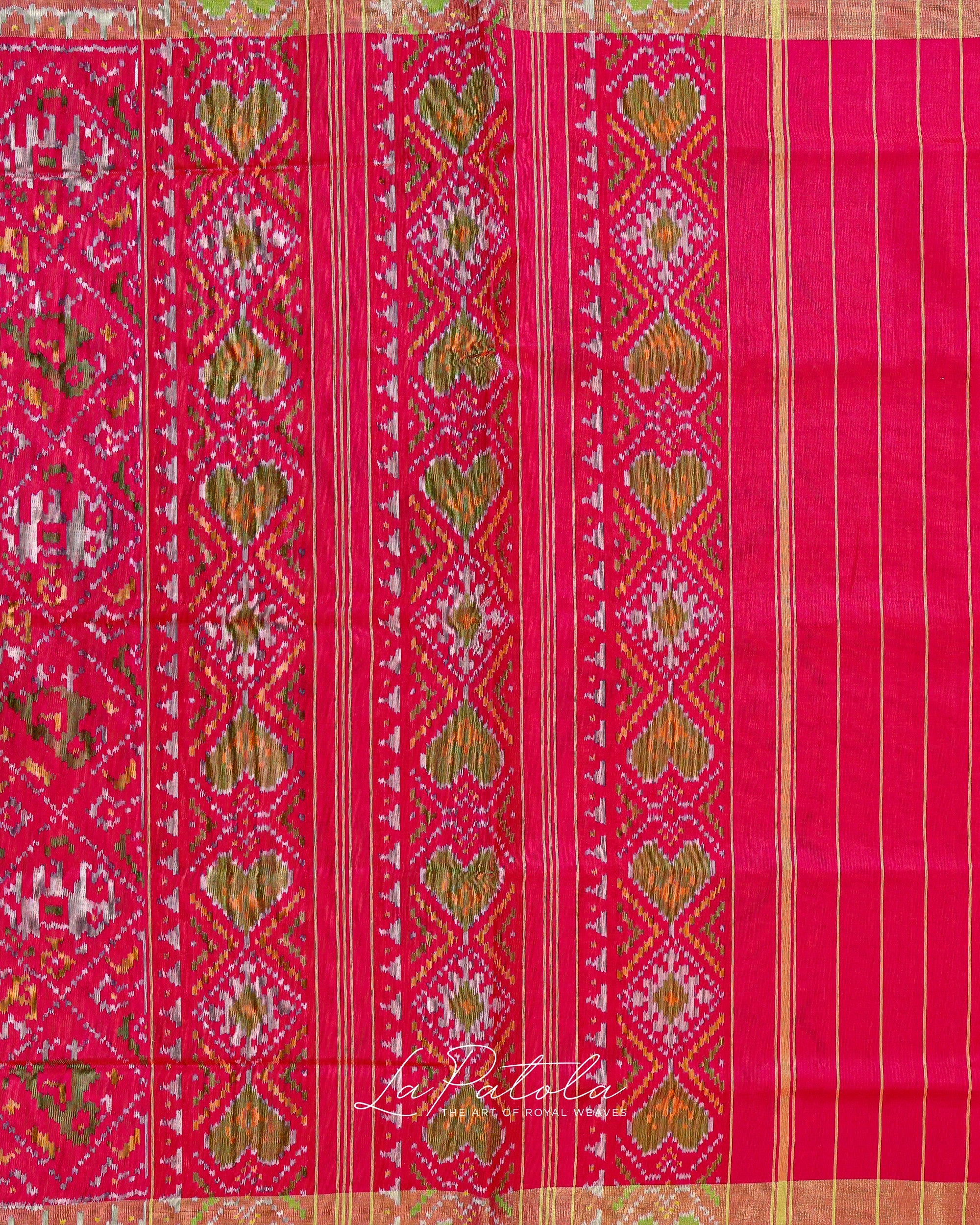 Rani Pink Navratan Panel Patola Saree