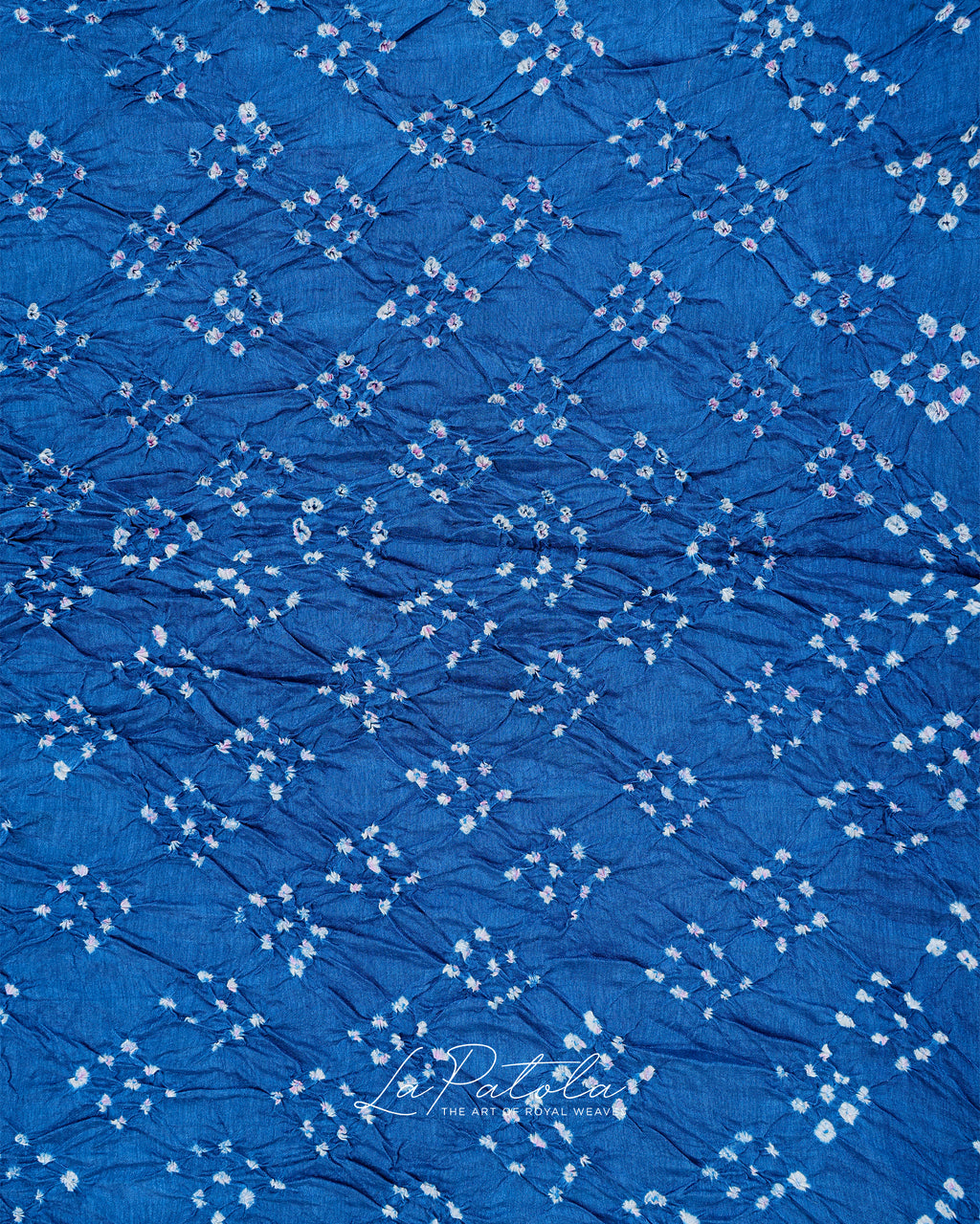 Royal Blue Diagonal Dot Bandhej Saree