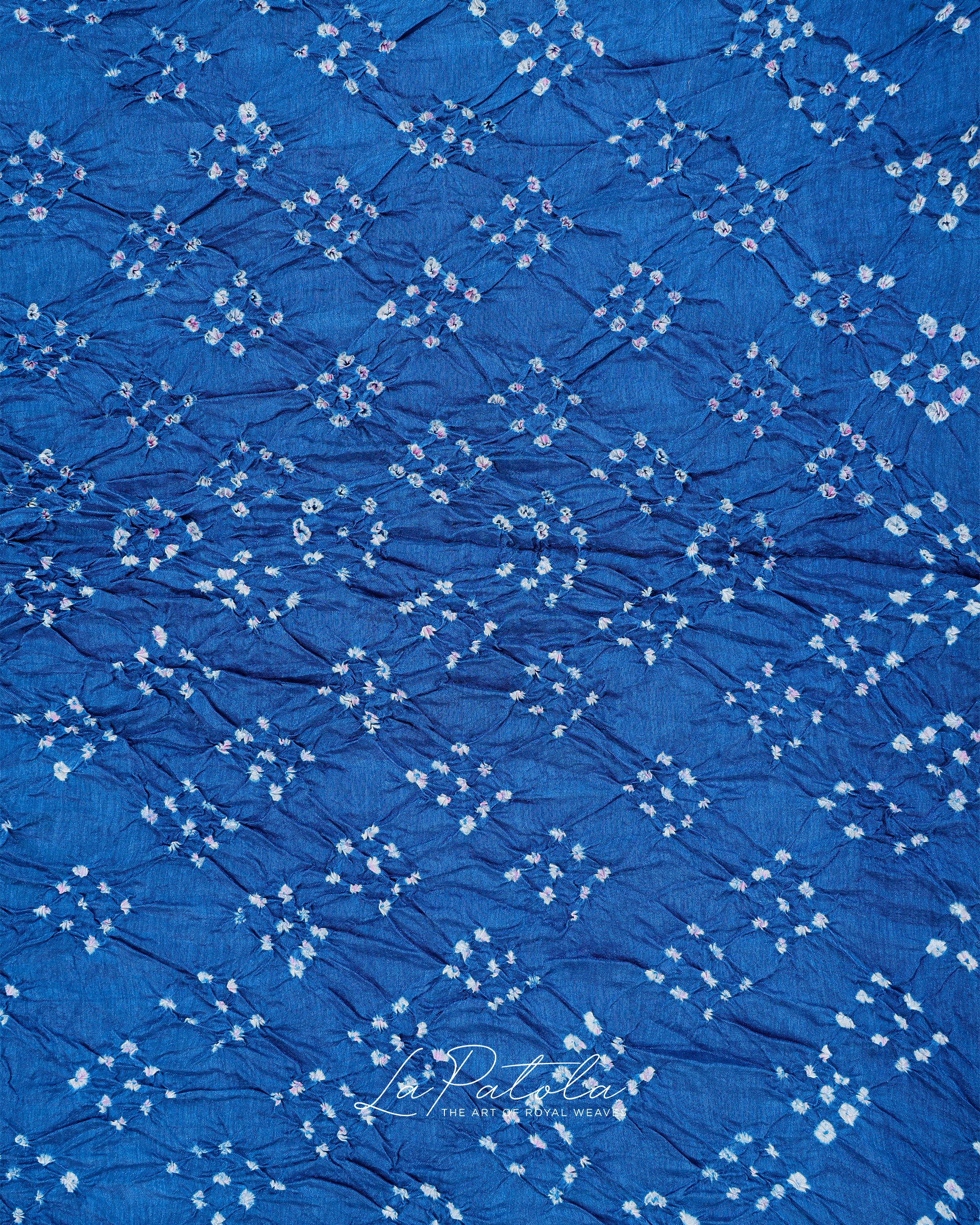 Royal Blue Diagonal Dot Bandhej Saree