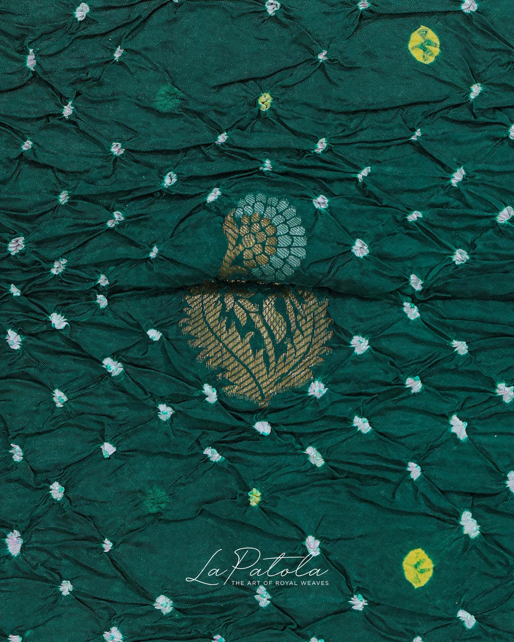 Bottle Green Paisley Pallu Bandhej Saree