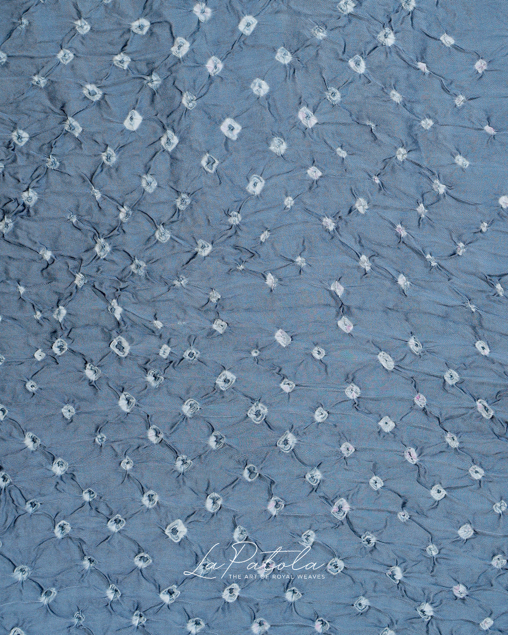 Dusty Blue Diagonal Bandhej Saree