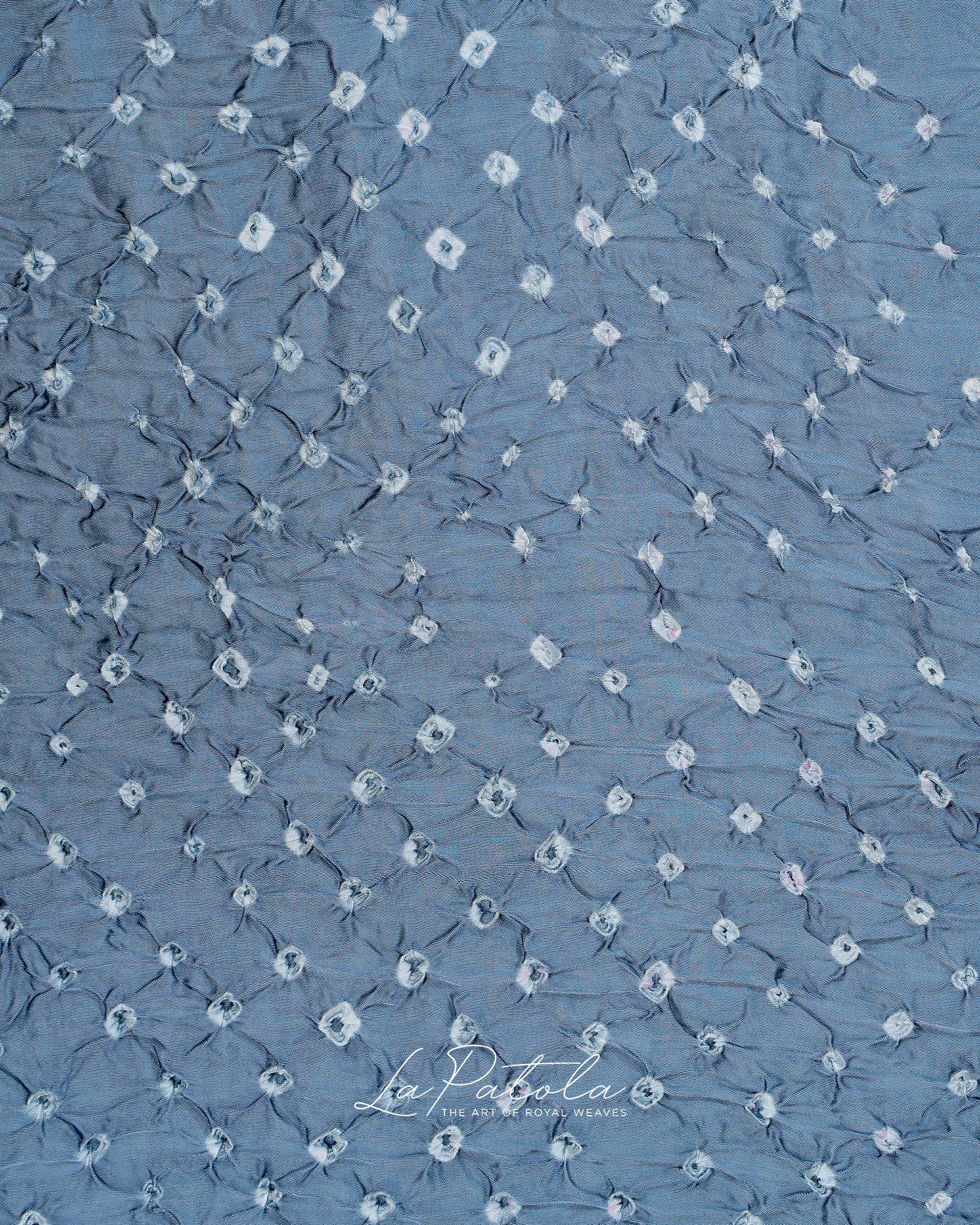 Dusty Blue Diagonal Bandhej Saree