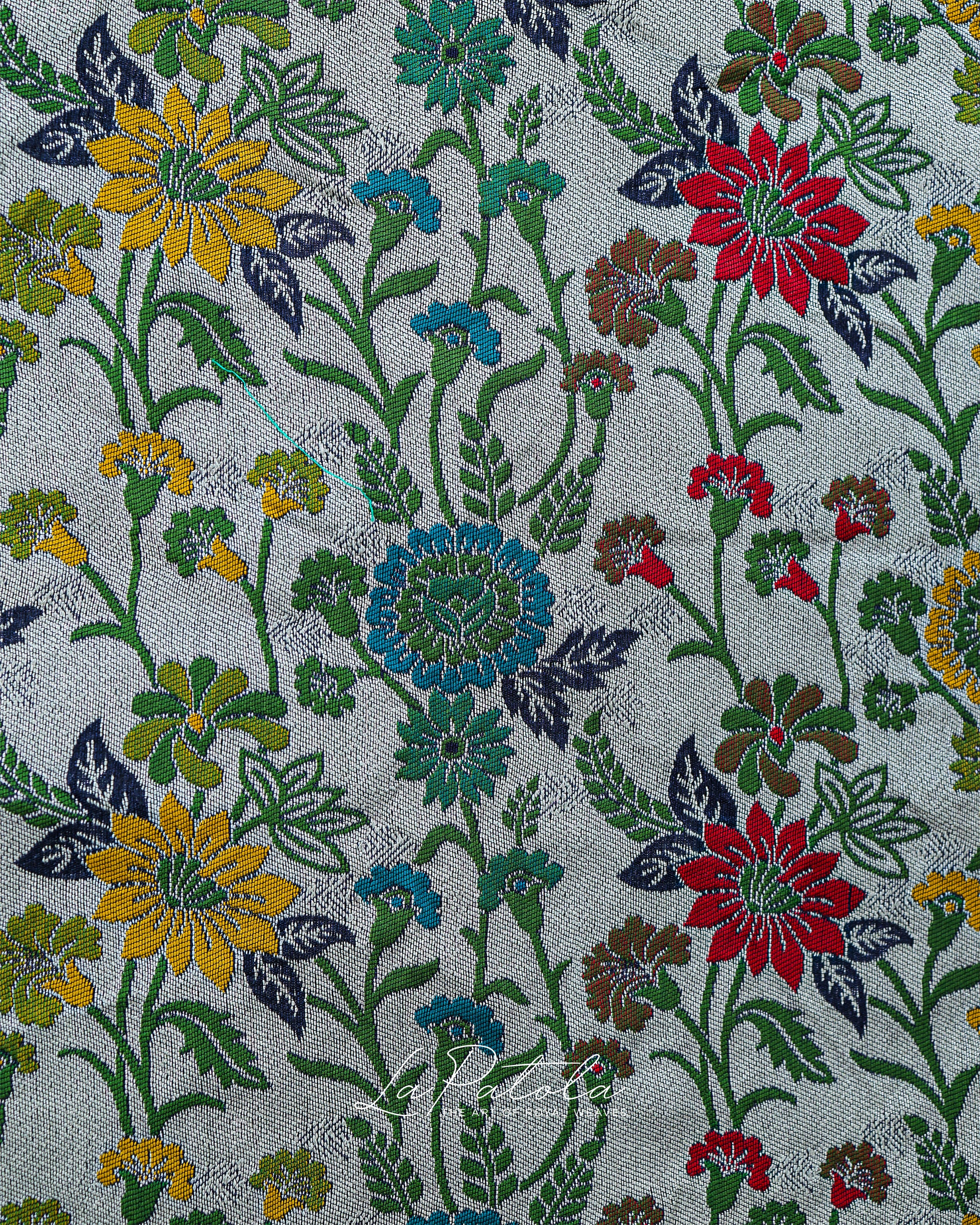 Navy Floral Panel Bandhej Saree