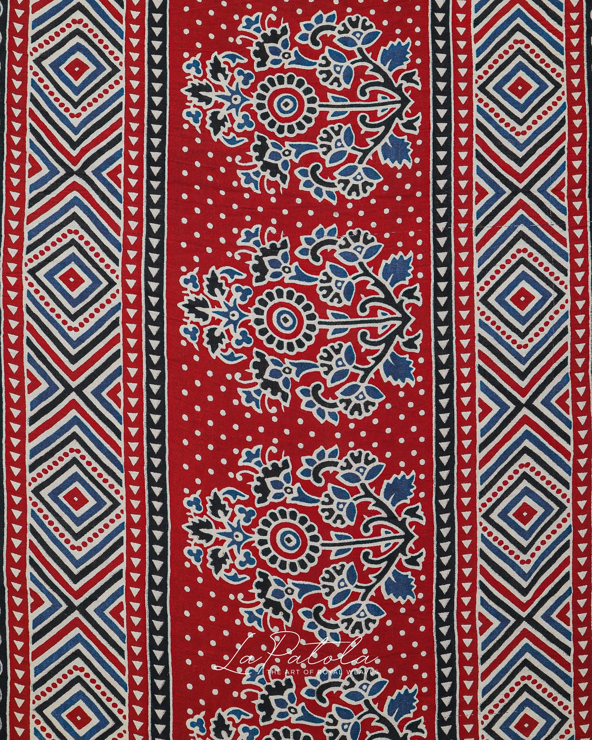 Brick Red Ajrakh Panel Bandhej Saree
