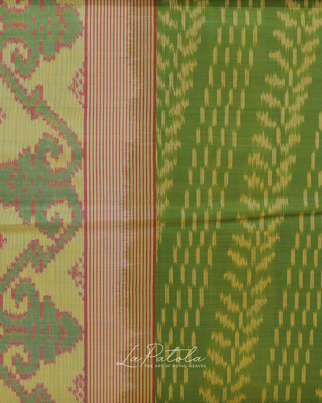 Olive Green Creeper Ikat Patola Saree