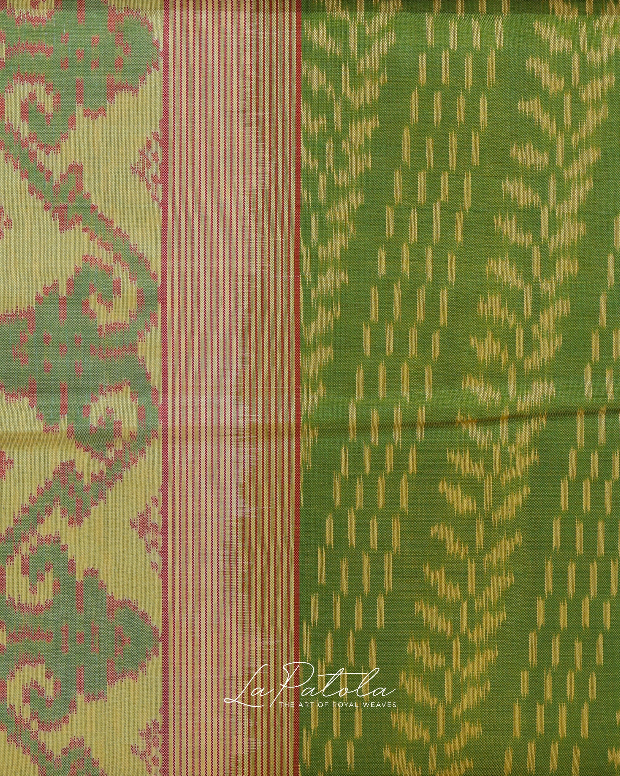 Olive Green Creeper Ikat Patola Saree